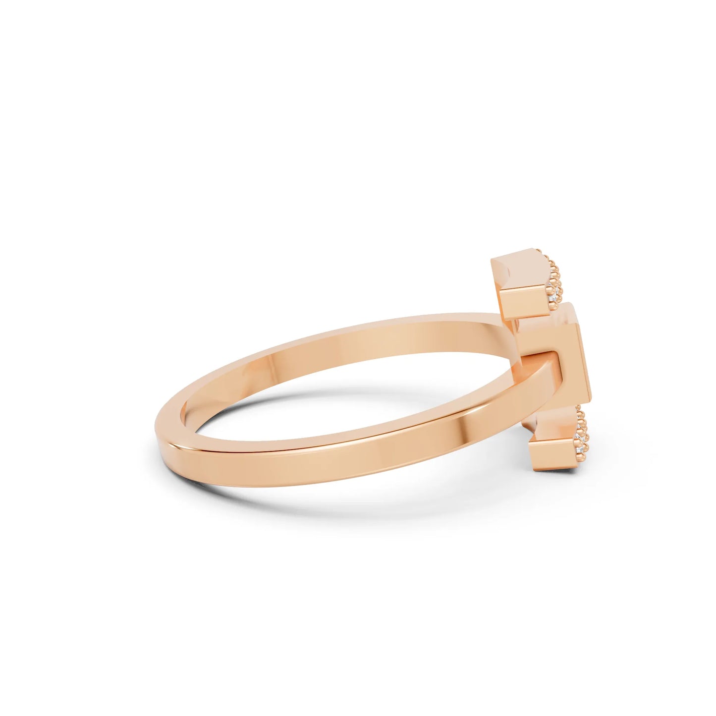 14K Gold Princess Cut Diamond Modern Bezel Engagement Ring with Accents