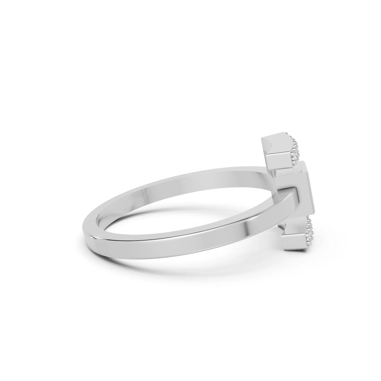 14K Gold Princess Cut Diamond Modern Bezel Engagement Ring with Accents