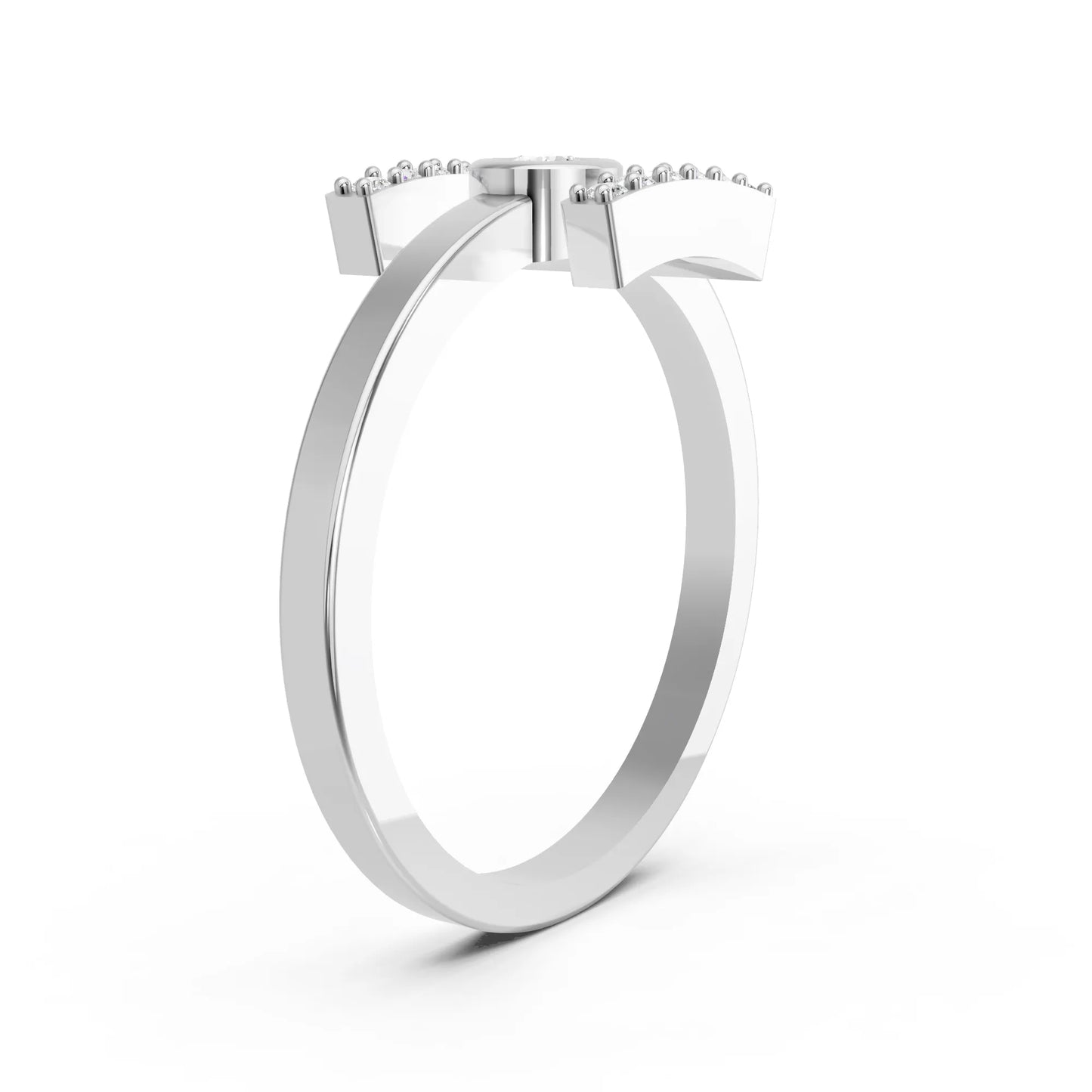 14K Gold Round Cut Diamond Modern Bezel Engagement Ring with Accents