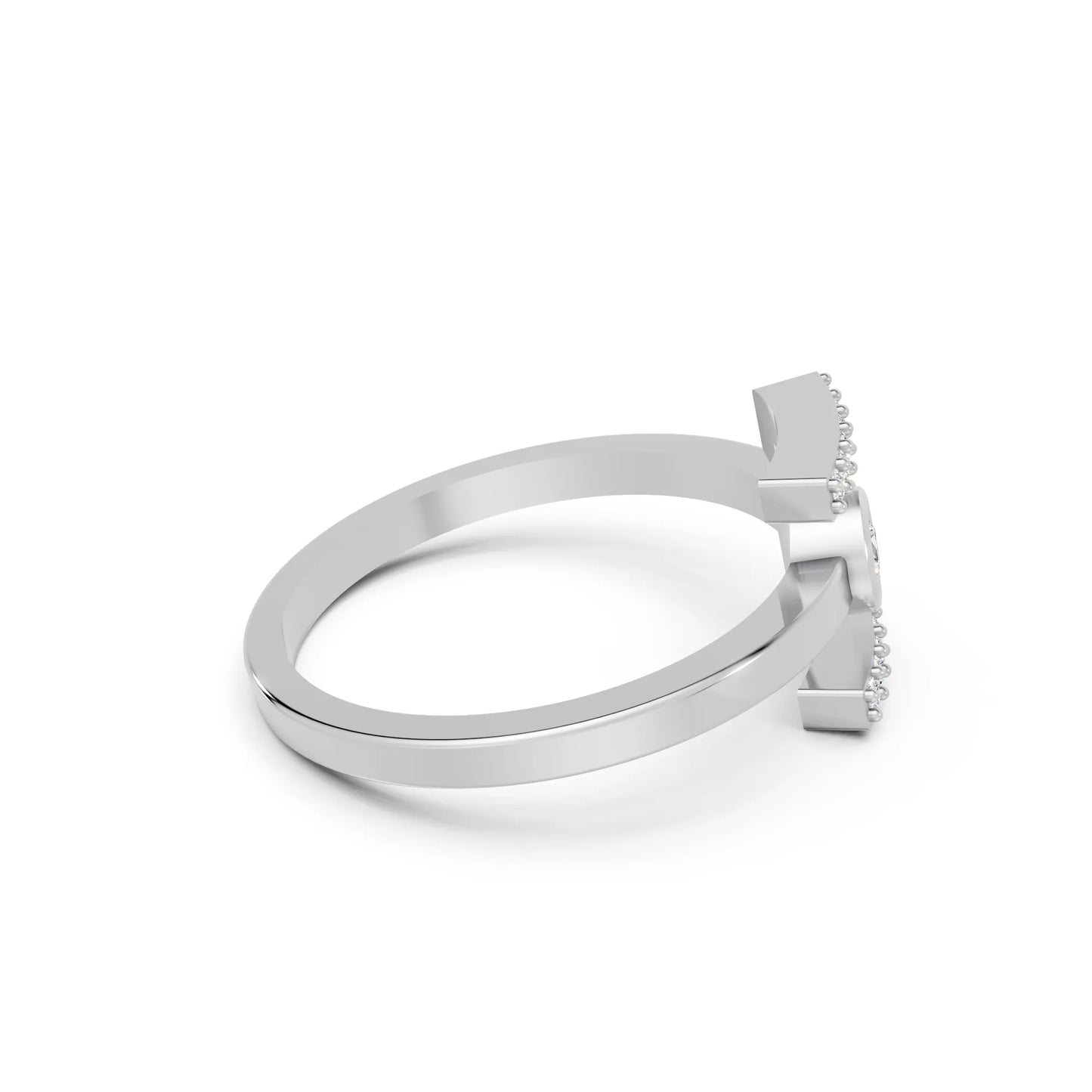 14K Gold Round Cut Diamond Modern Bezel Engagement Ring with Accents