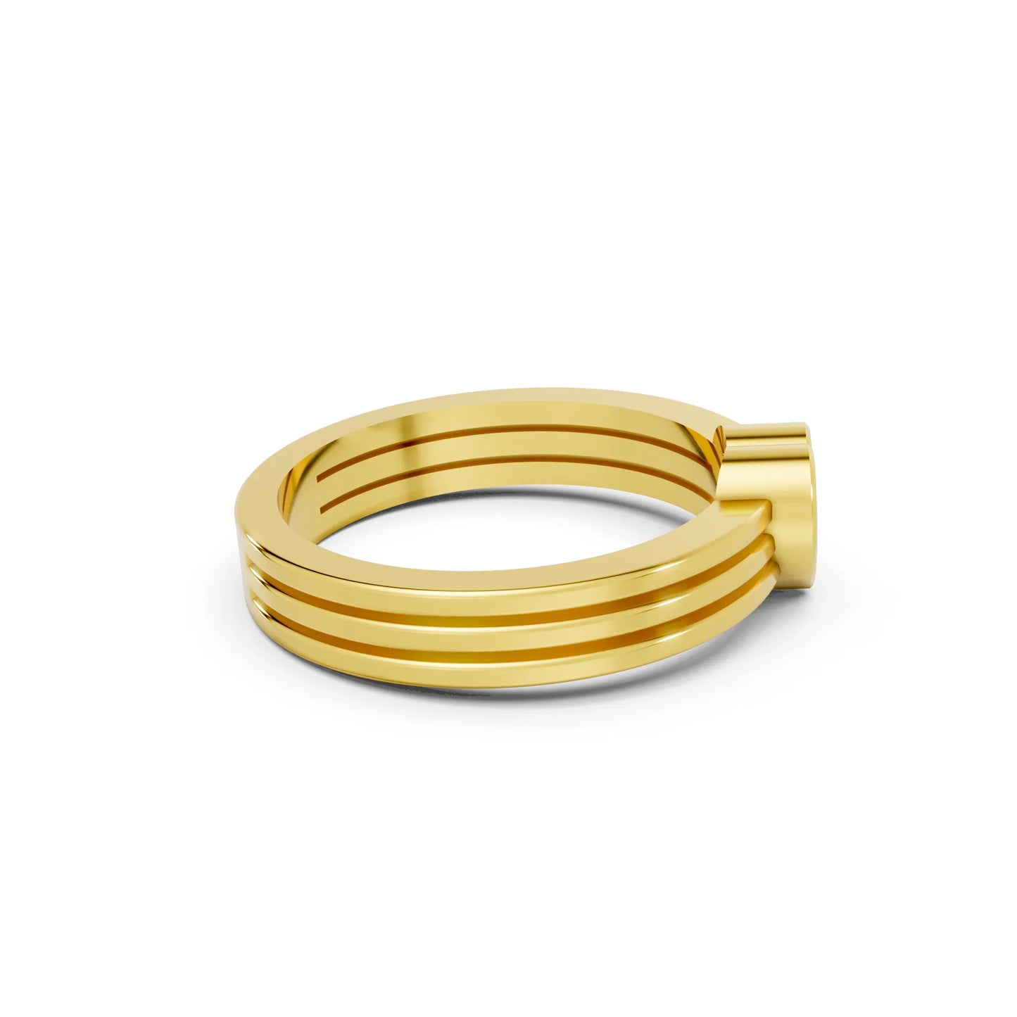 14K Gold Heart Cut Diamond Double Band Bezel Engagement Ring