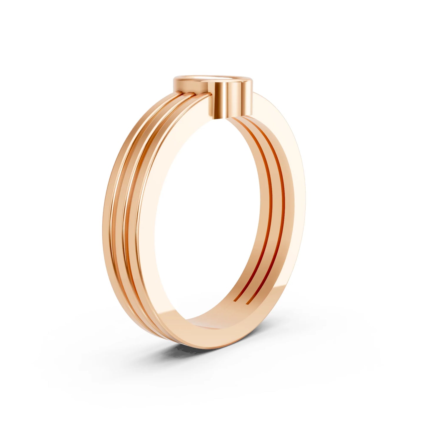 14K Gold Oval Cut Diamond Double Band Bezel Engagement Ring