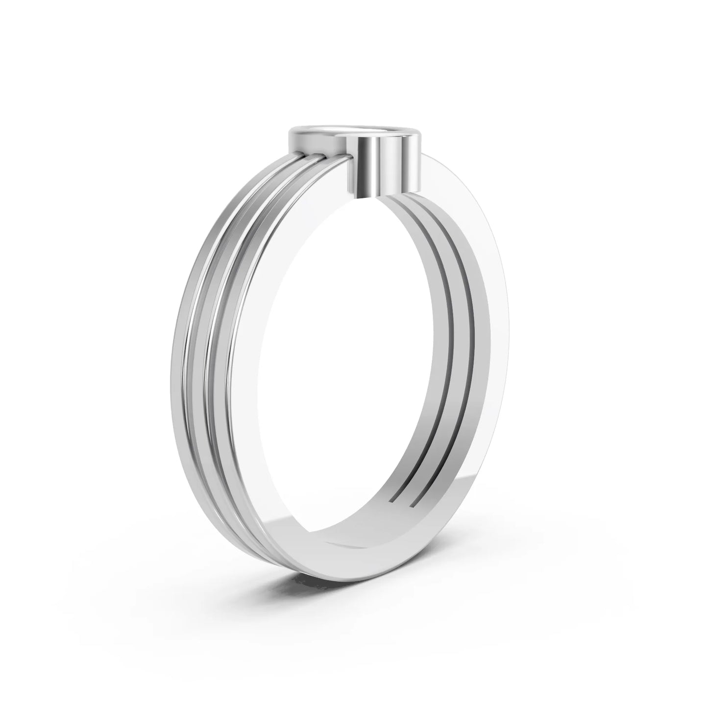 14K Gold Oval Cut Diamond Double Band Bezel Engagement Ring