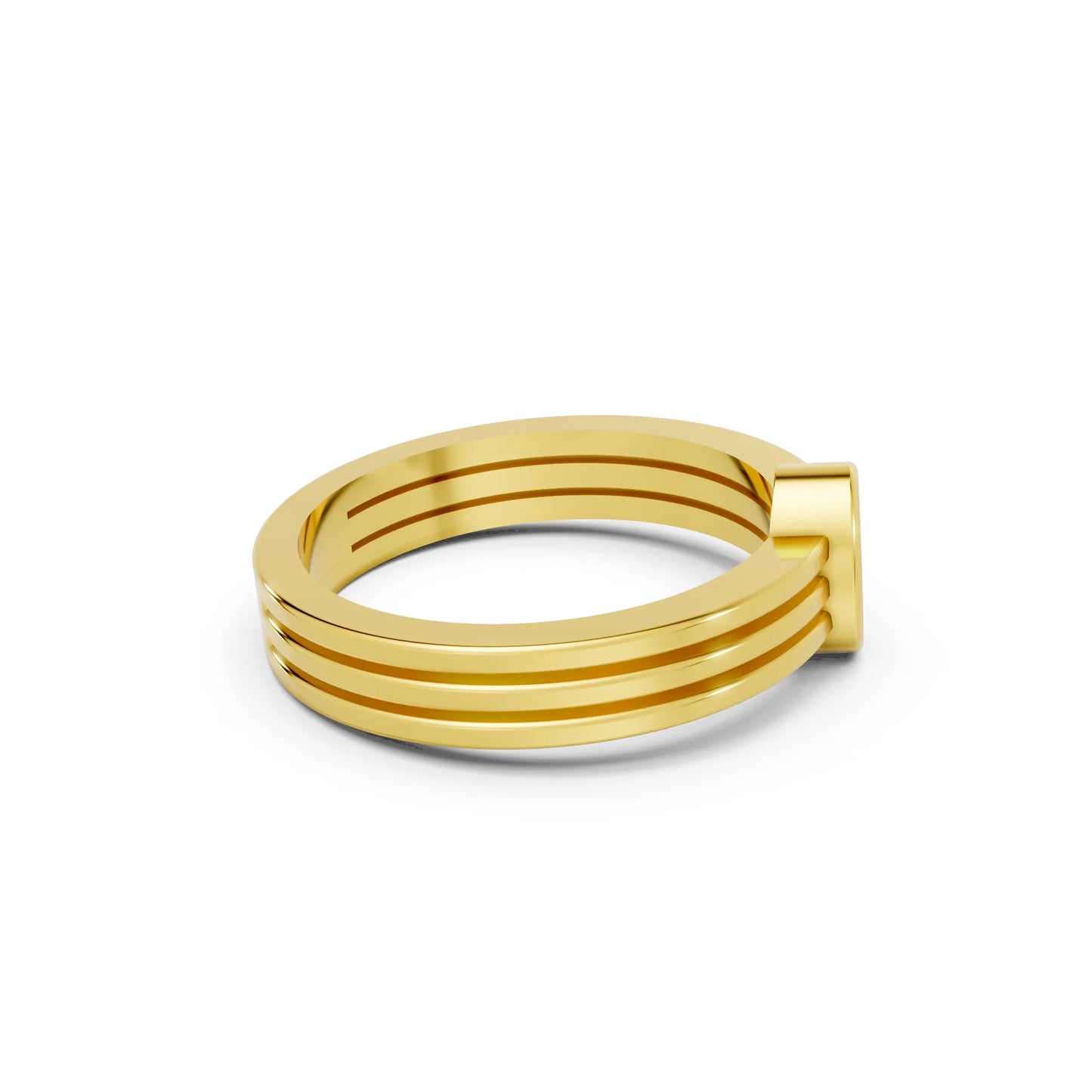 14K Gold Oval Cut Diamond Double Band Bezel Engagement Ring