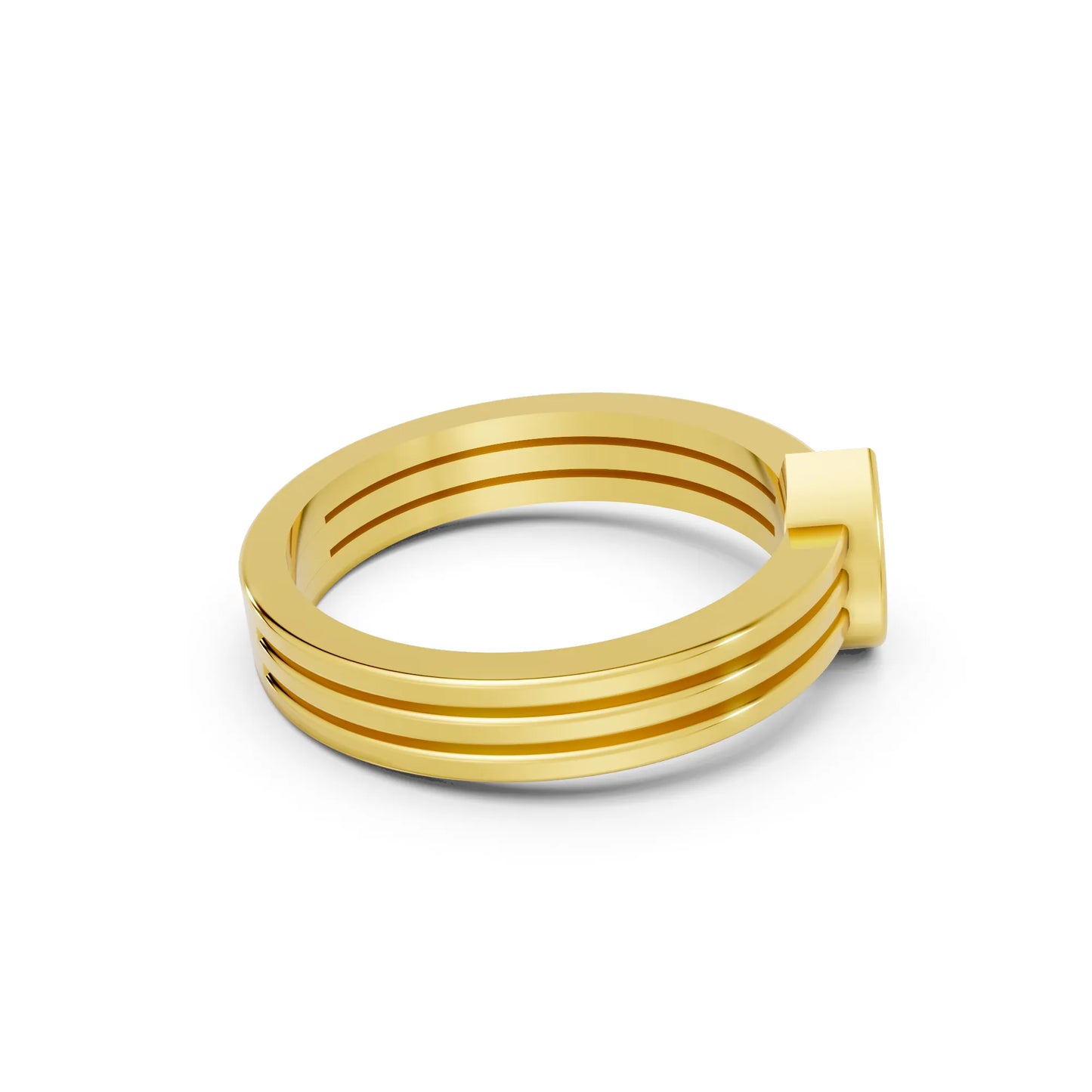 14K Gold Pear Cut Diamond Double Band Bezel Engagement Ring