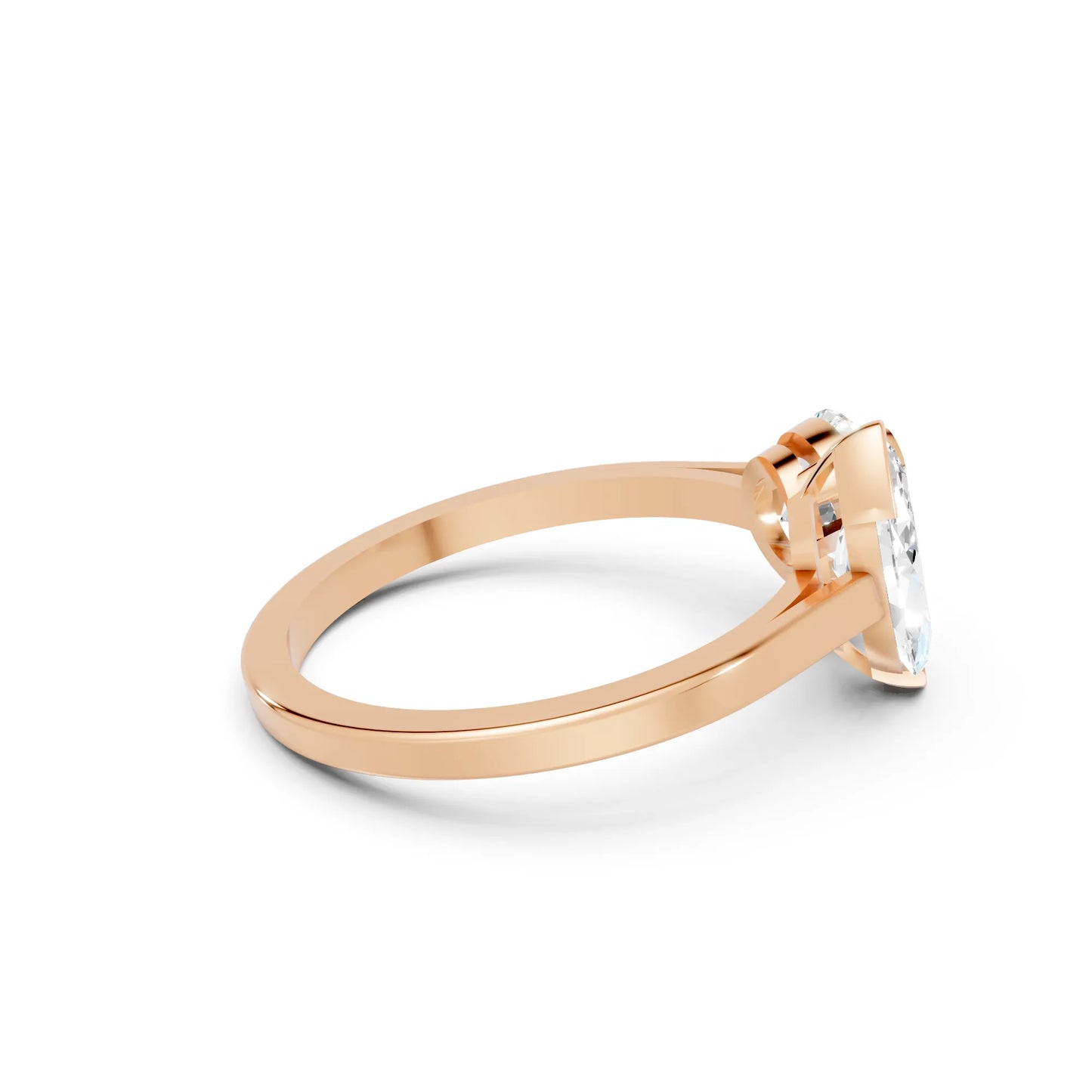 14K Gold Round and Marquise Cut Diamond Toi et Moi Engagement Ring