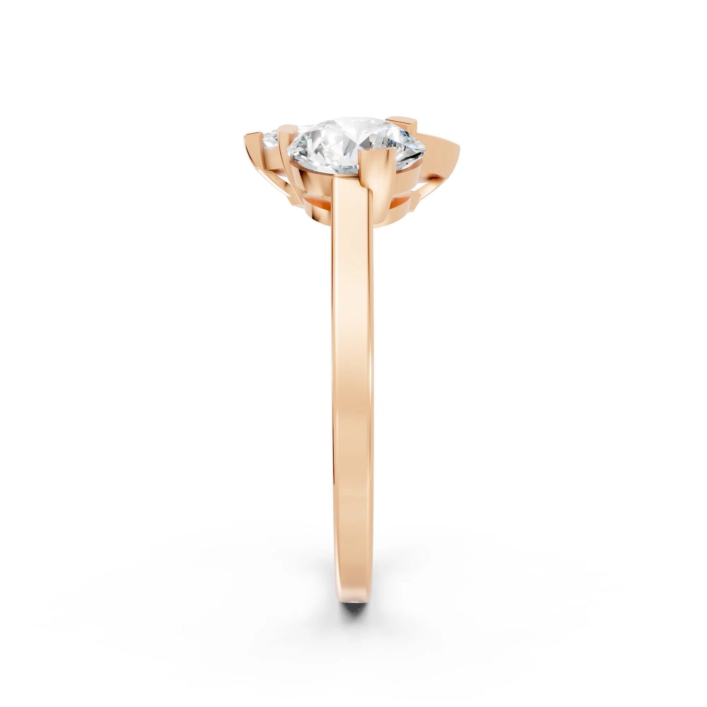 14K Gold Round and Marquise Cut Diamond Toi et Moi Engagement Ring