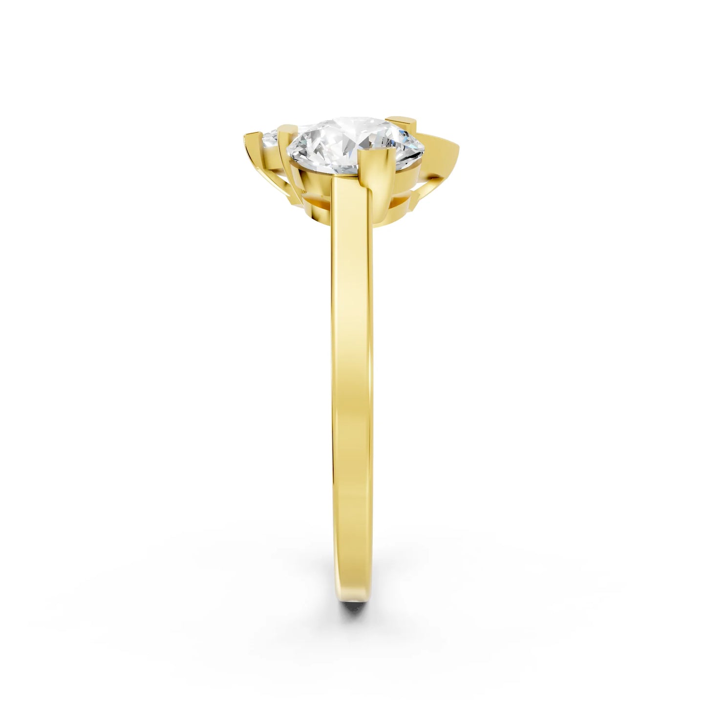 14K Gold Round and Marquise Cut Diamond Toi et Moi Engagement Ring