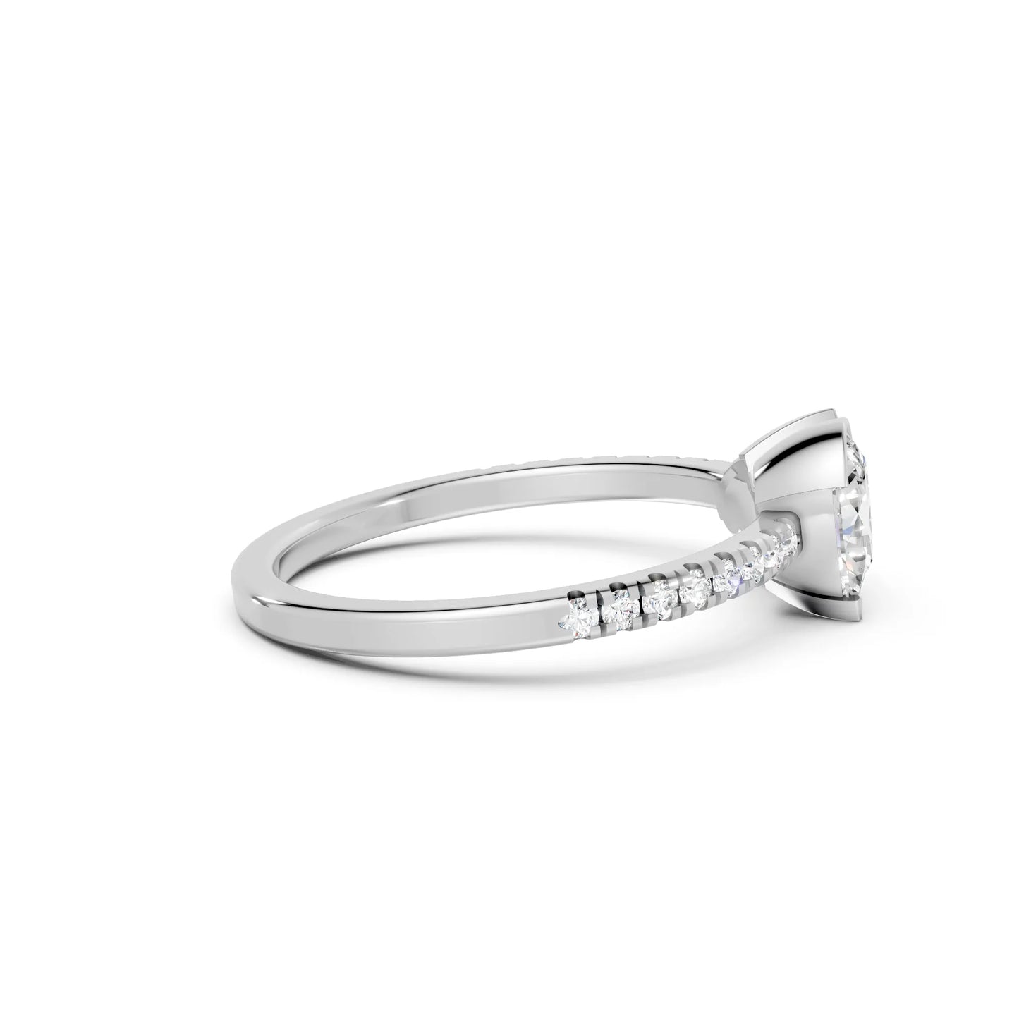 14K Gold Heart and Pear Cut Diamond Toi et Moi Ring with Side Accents
