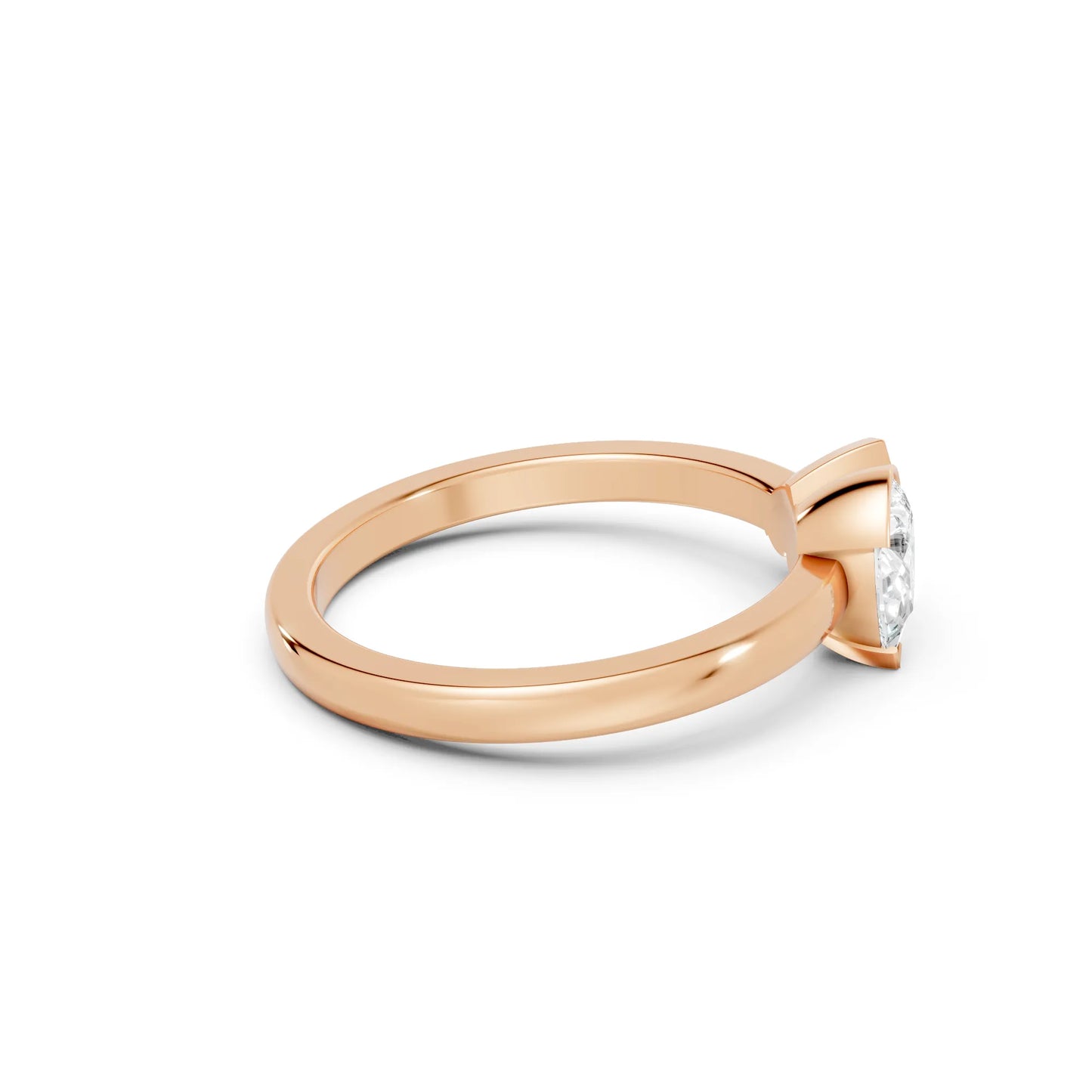 14K Gold Heart and Pear Cut Diamond Toi et Moi Ring