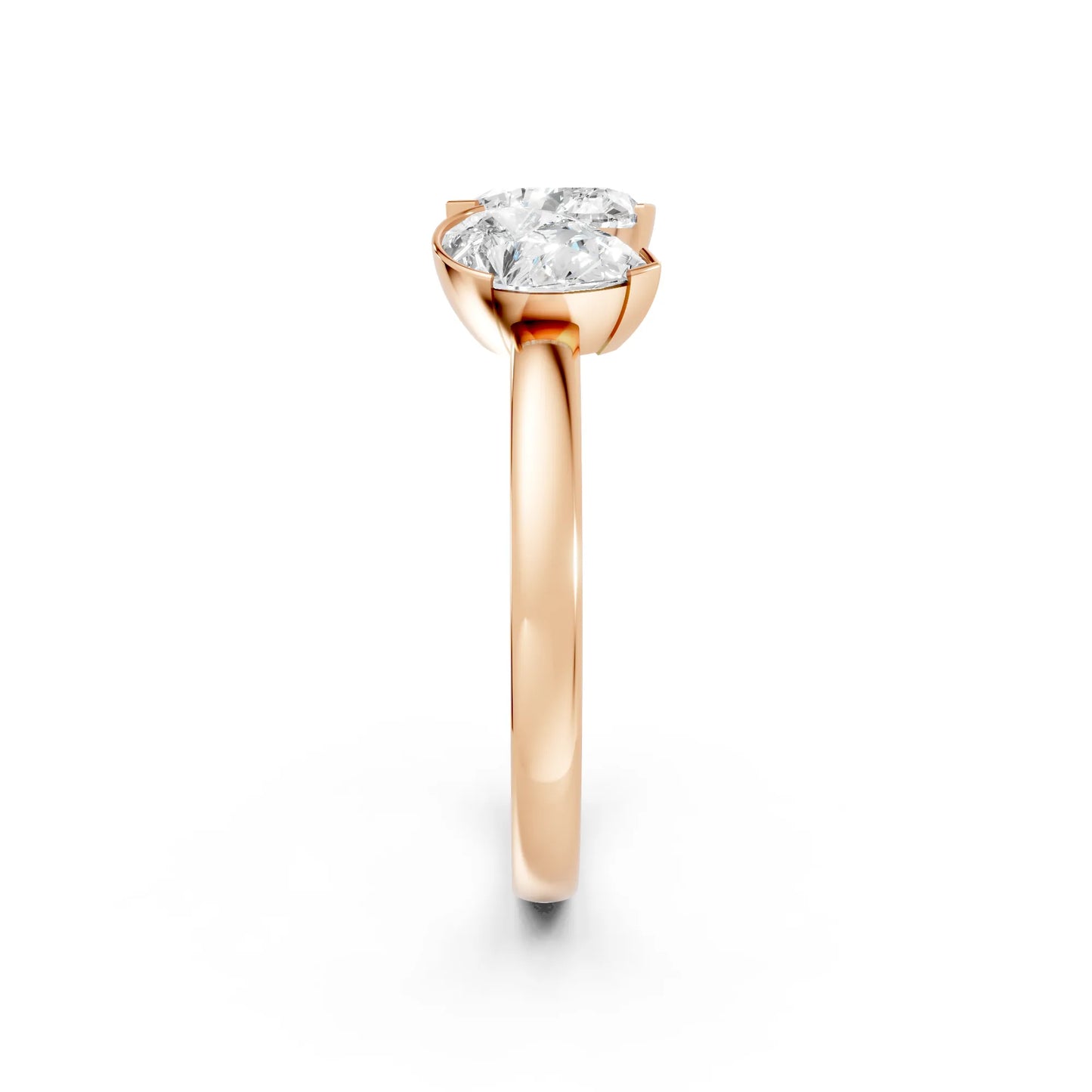 14K Gold Heart and Pear Cut Diamond Toi et Moi Ring