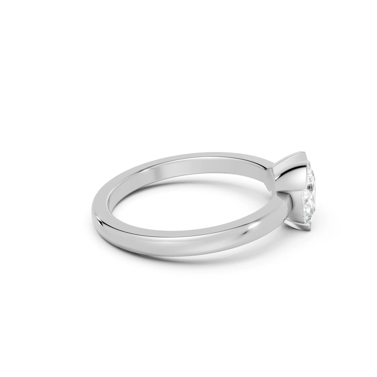 14K Gold Heart and Pear Cut Diamond Toi et Moi Ring