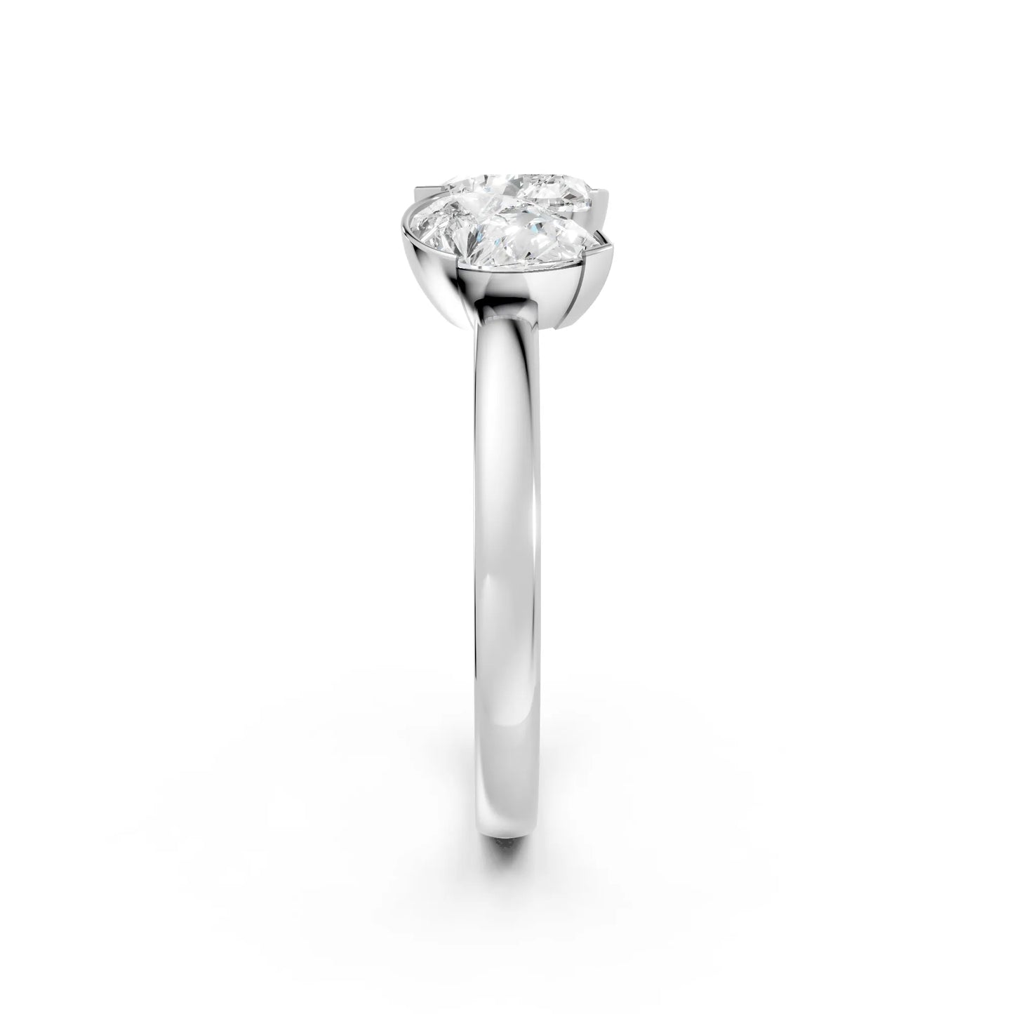 14K Gold Heart and Pear Cut Diamond Toi et Moi Ring