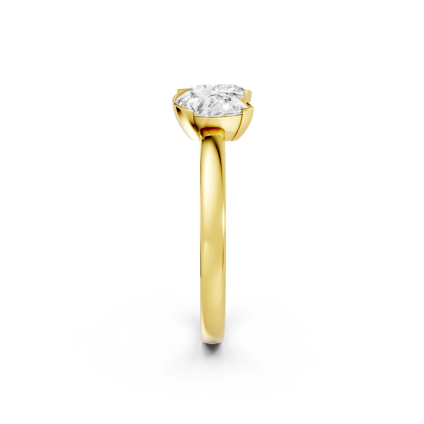 14K Gold Heart and Pear Cut Diamond Toi et Moi Ring