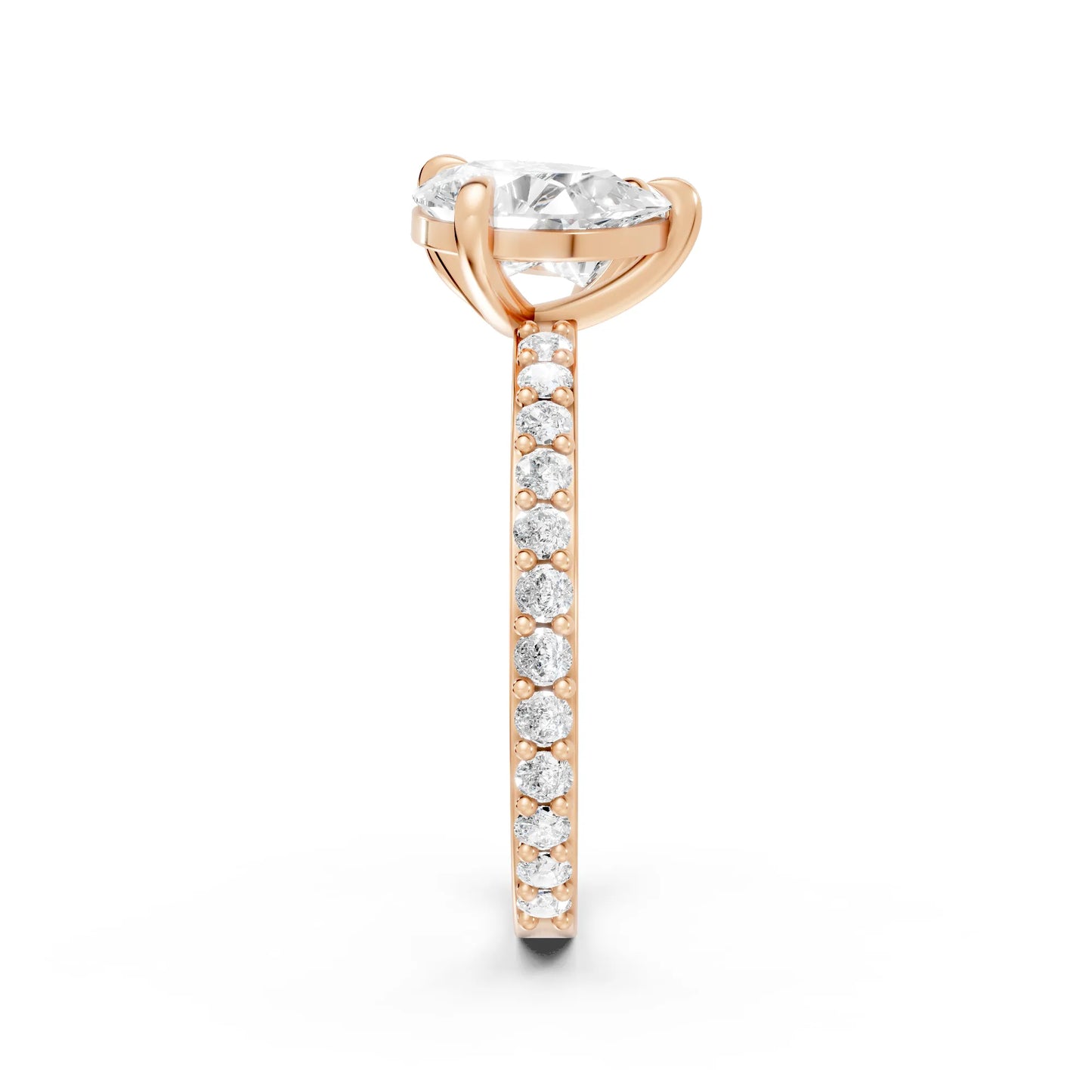 14K Gold Pear Cut Diamond Toi et Moi Ring with Side Accents