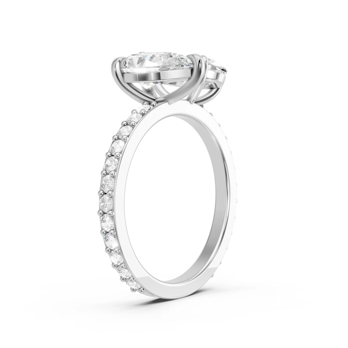 14K Gold Pear Cut Diamond Toi et Moi Ring with Side Accents