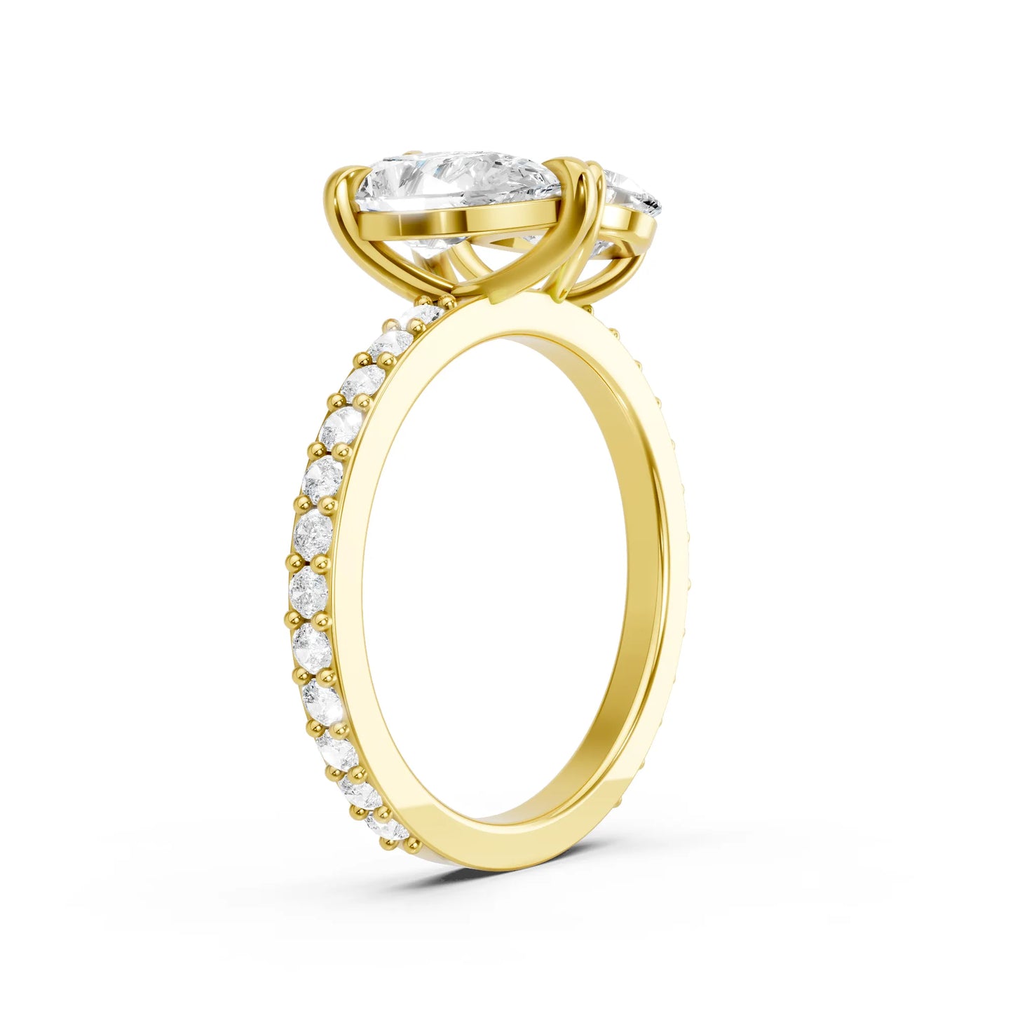 14K Gold Pear Cut Diamond Toi et Moi Ring with Side Accents