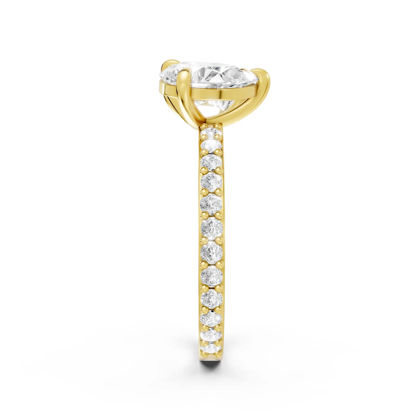 14K Gold Pear Cut Diamond Toi et Moi Ring with Side Accents