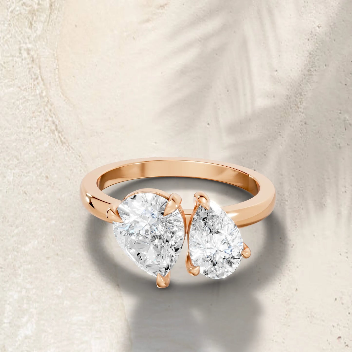 14K Gold Pear Cut Diamond Toi et Moi Ring