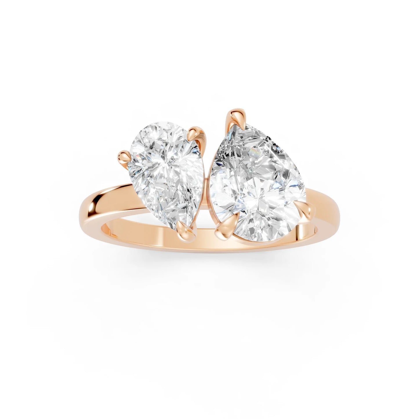 14K Gold Pear Cut Diamond Toi et Moi Ring