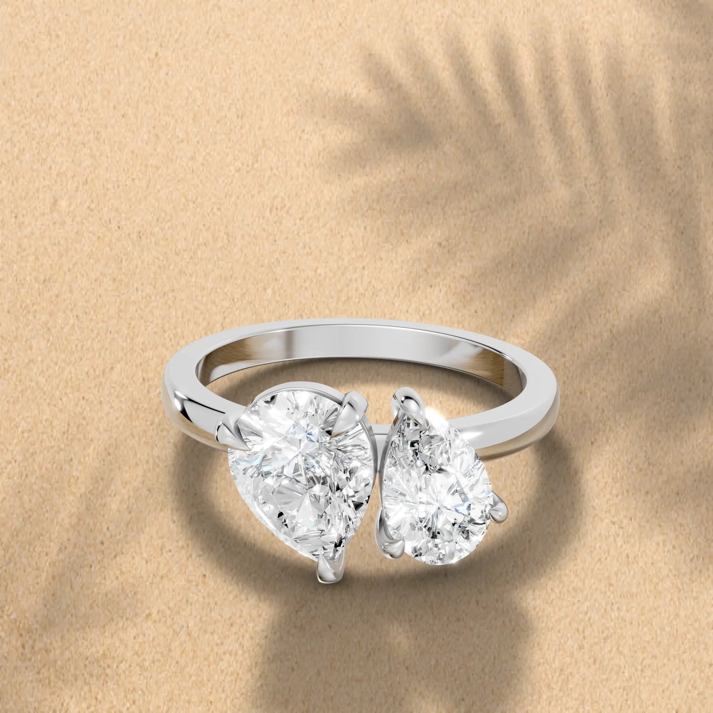 14K Gold Pear Cut Diamond Toi et Moi Ring