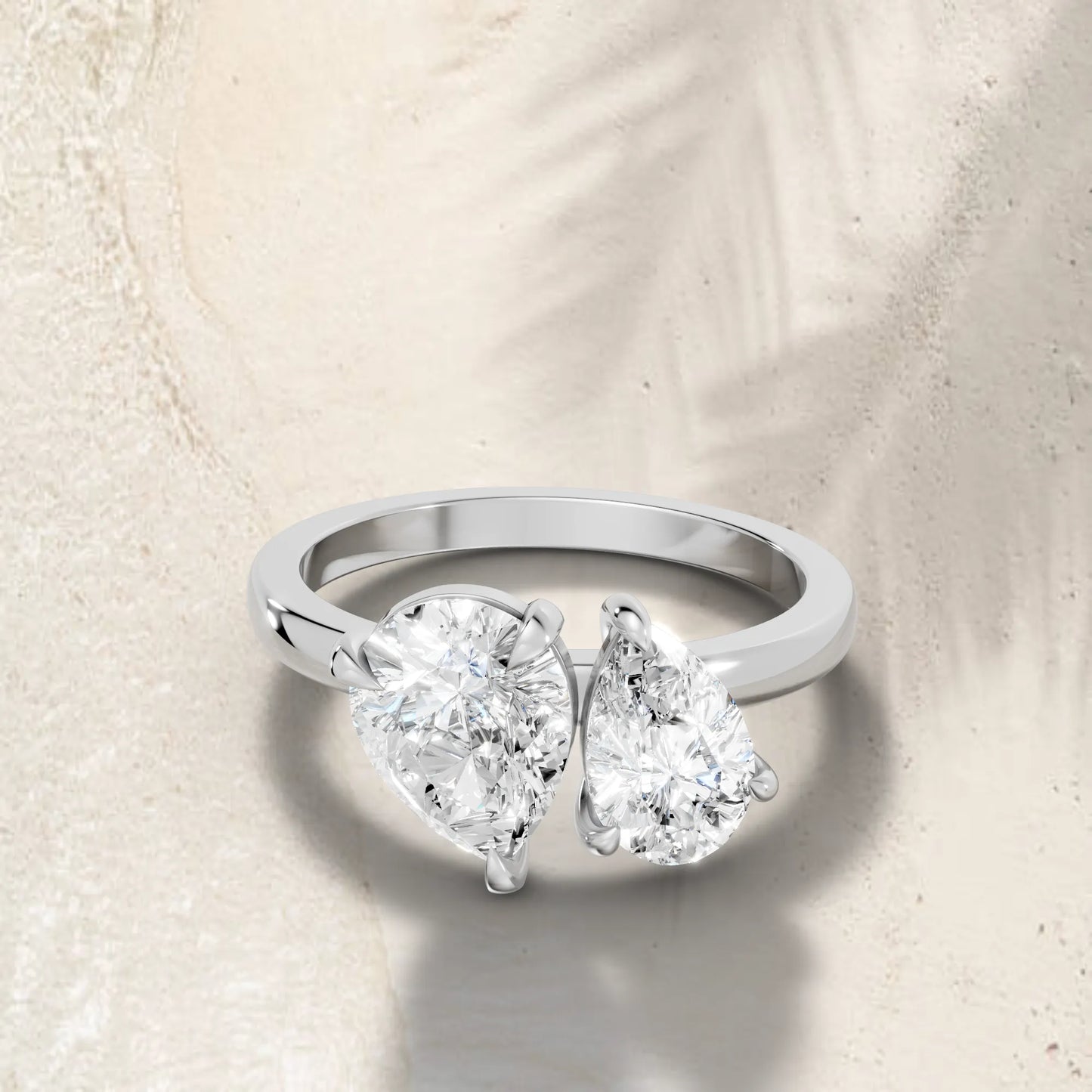 14K Gold Pear Cut Diamond Toi et Moi Ring