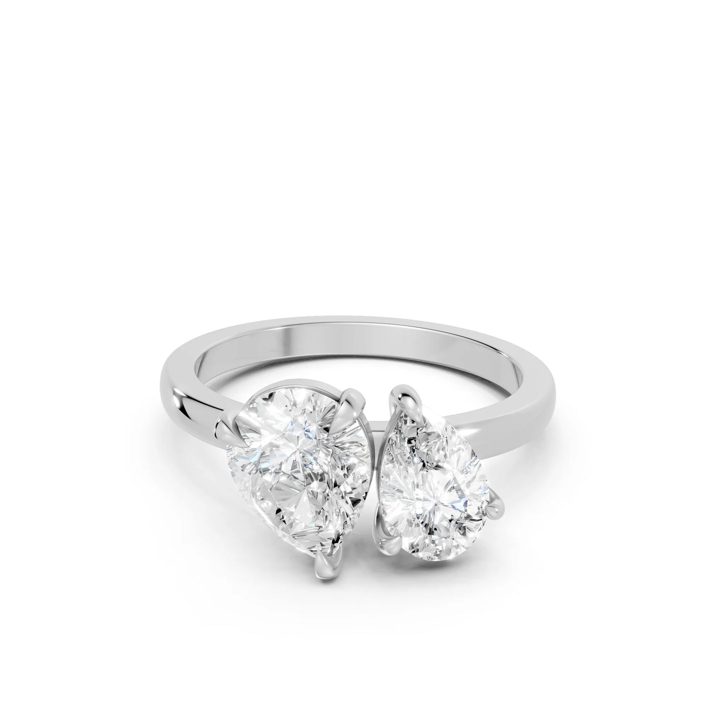 14K Gold Pear Cut Diamond Toi et Moi Ring