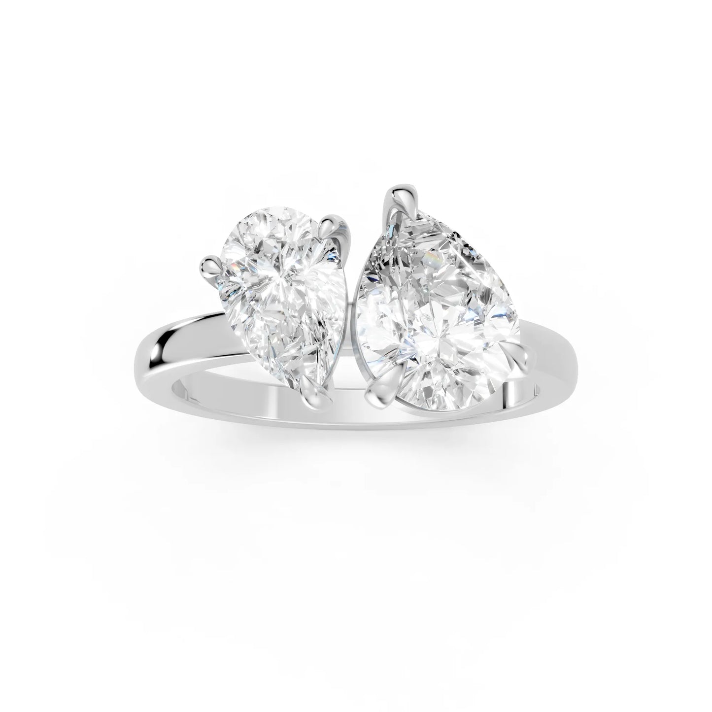 14K Gold Pear Cut Diamond Toi et Moi Ring