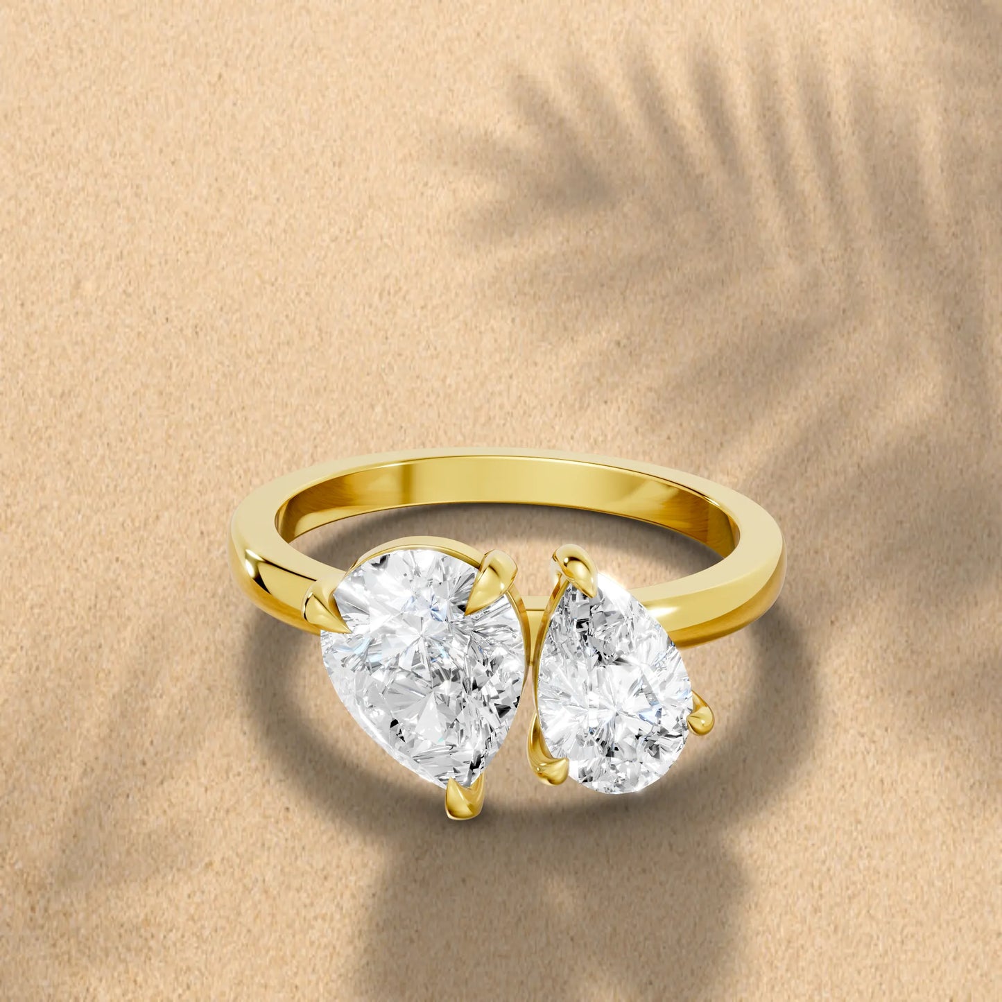 14K Gold Pear Cut Diamond Toi et Moi Ring