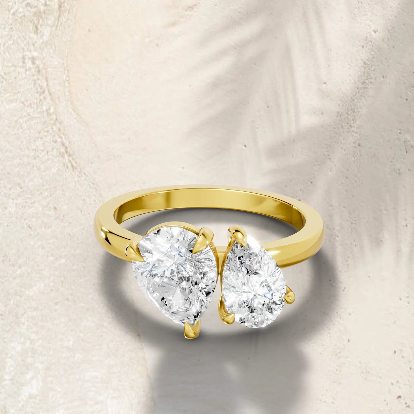 14K Gold Pear Cut Diamond Toi et Moi Ring