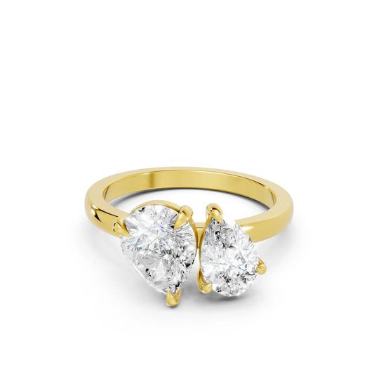 14K Gold Pear Cut Diamond Toi et Moi Ring