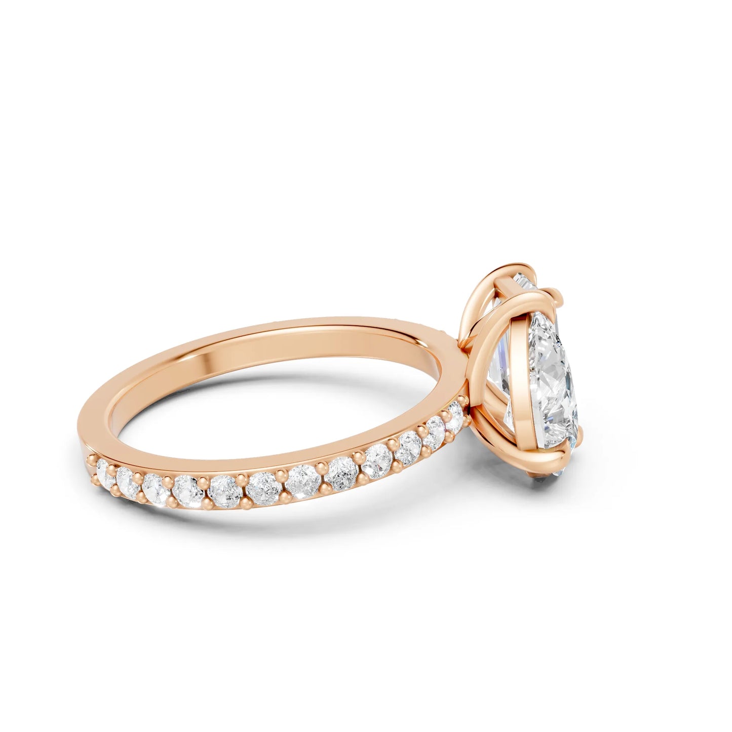14K Gold Pear and Emerald Cut Diamond Toi et Moi Ring with Side Accents