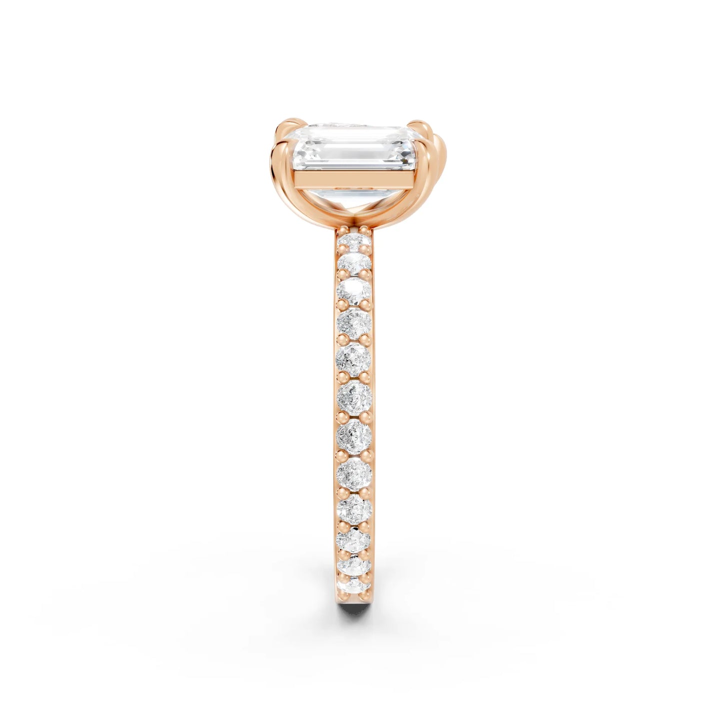 14K Gold Pear and Emerald Cut Diamond Toi et Moi Ring with Side Accents