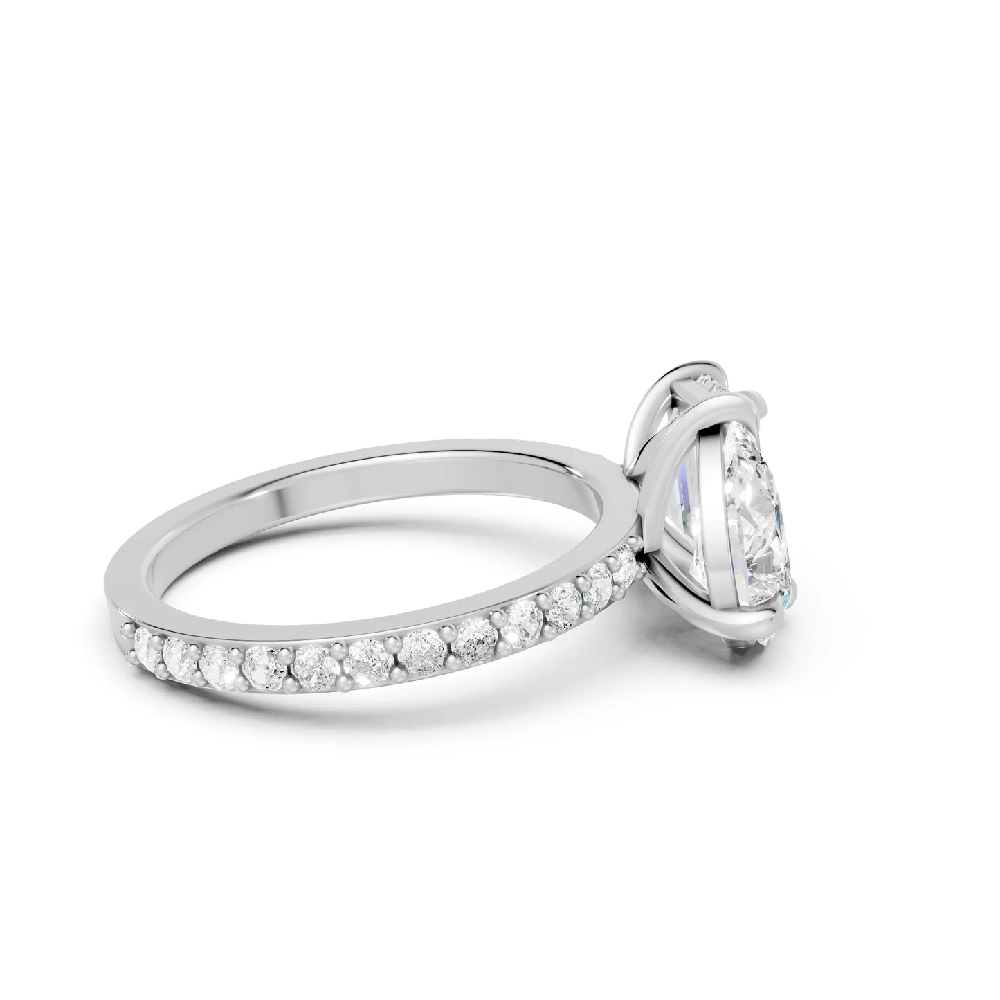14K Gold Pear and Emerald Cut Diamond Toi et Moi Ring with Side Accents
