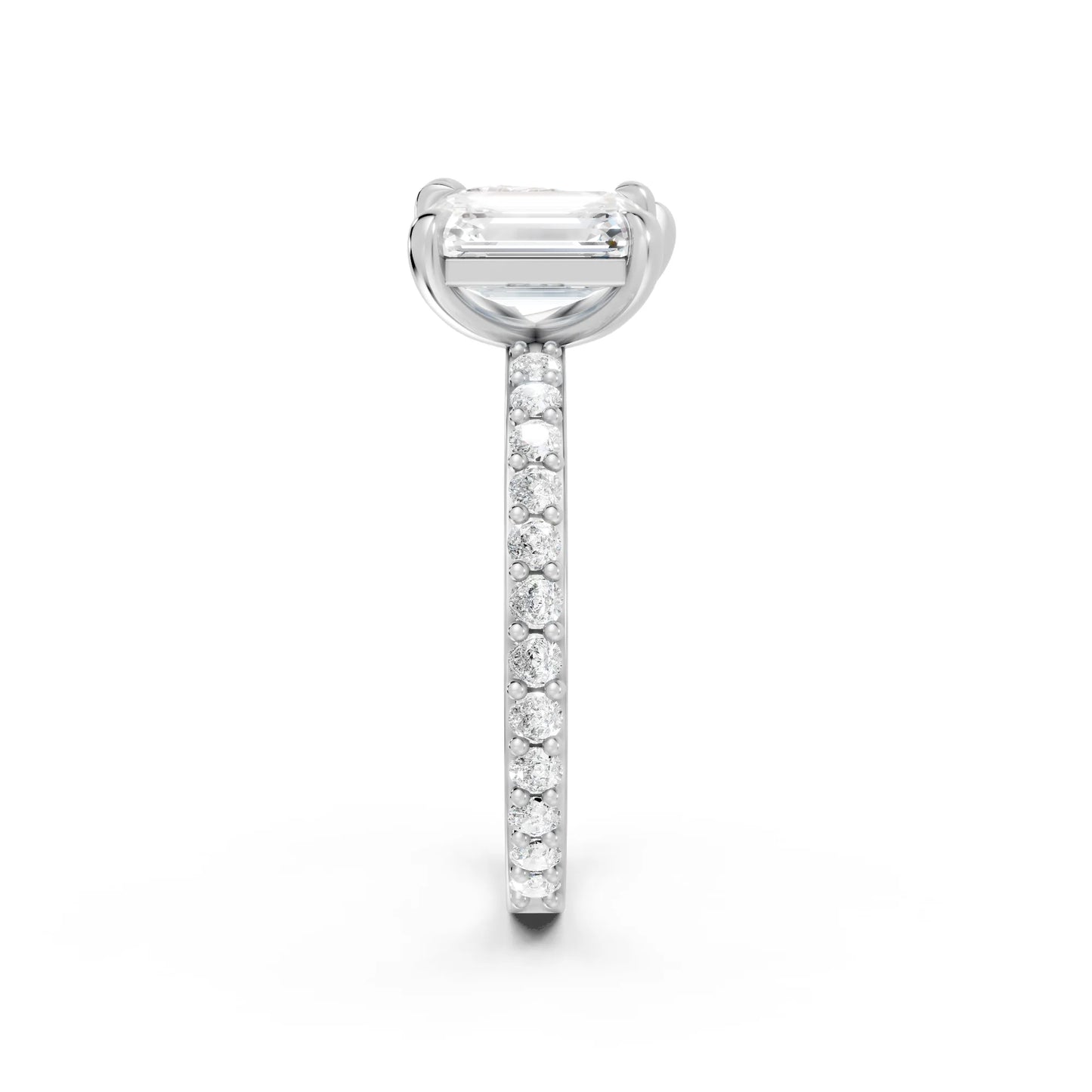 14K Gold Pear and Emerald Cut Diamond Toi et Moi Ring with Side Accents