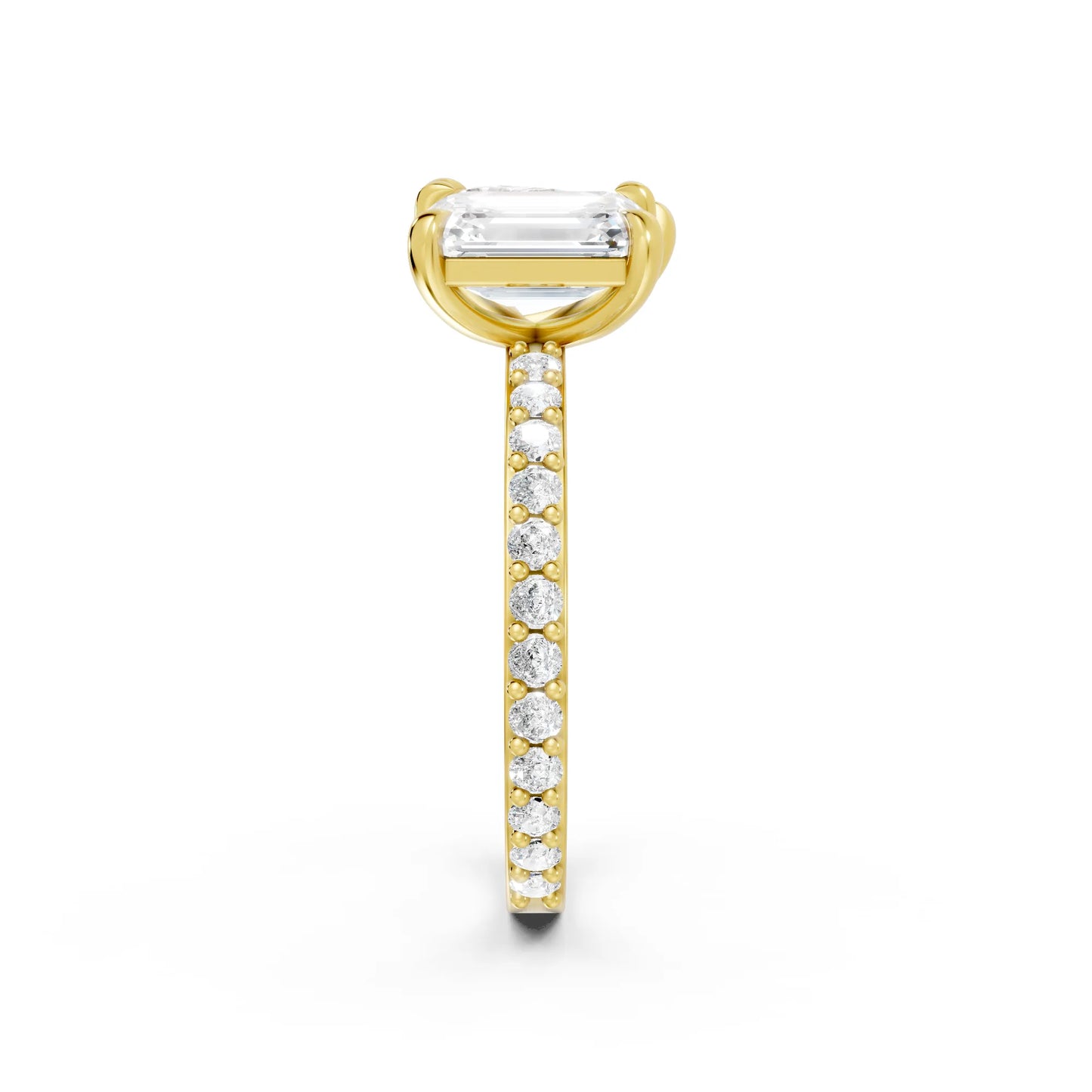 14K Gold Pear and Emerald Cut Diamond Toi et Moi Ring with Side Accents