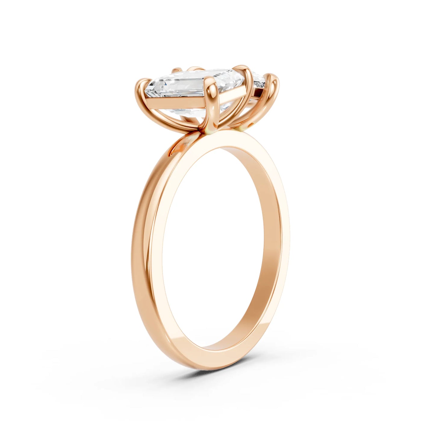 14K Gold Pear and Emerald Cut Diamond Toi et Moi Engagement Ring