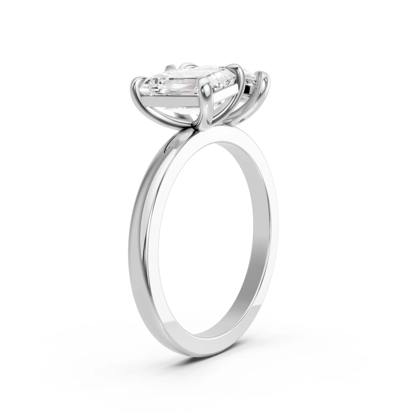 14K Gold Pear and Emerald Cut Diamond Toi et Moi Engagement Ring