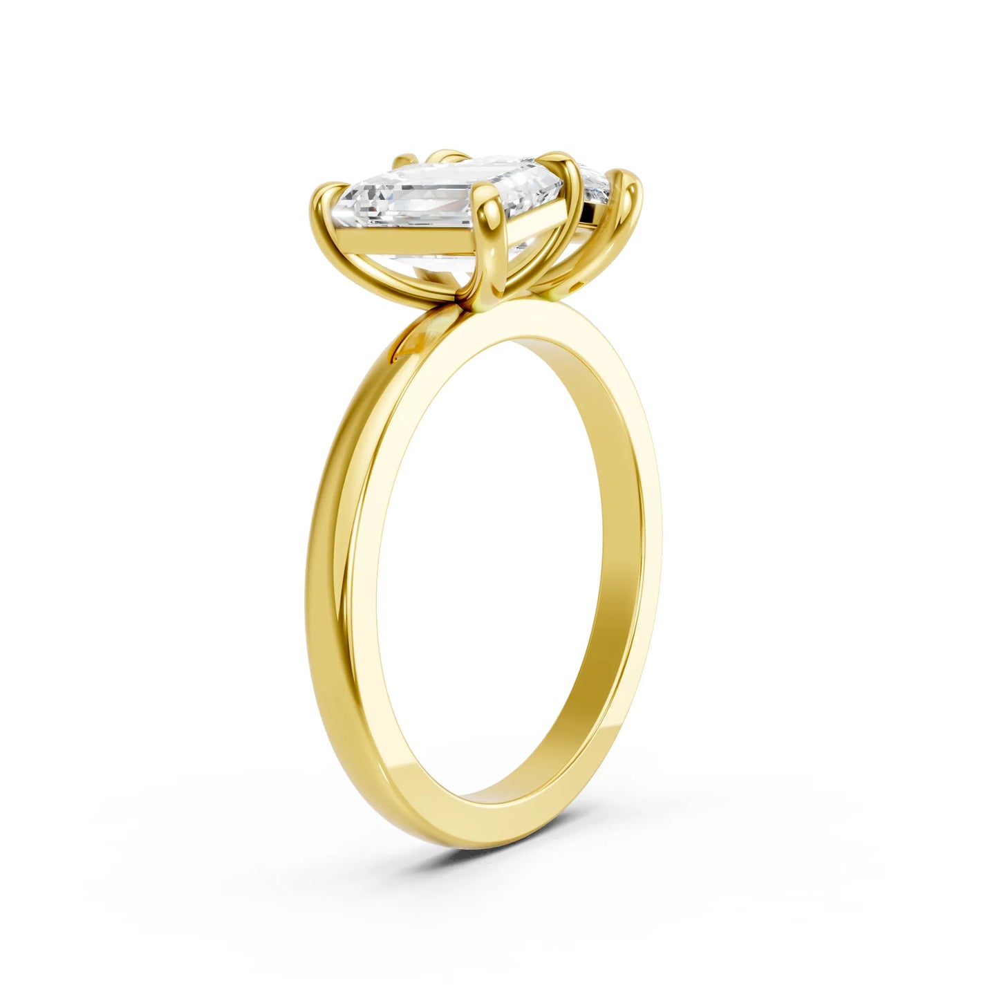 14K Gold Pear and Emerald Cut Diamond Toi et Moi Engagement Ring