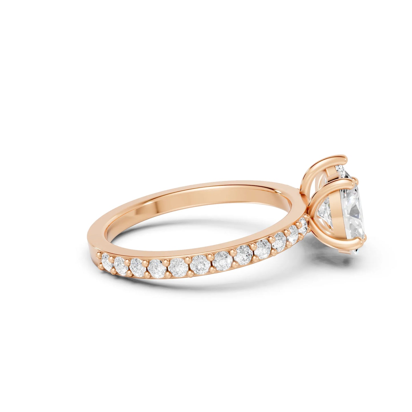 14K Gold Oval and Pear Cut Diamond Toi et Moi Engagement Ring with Side Accents