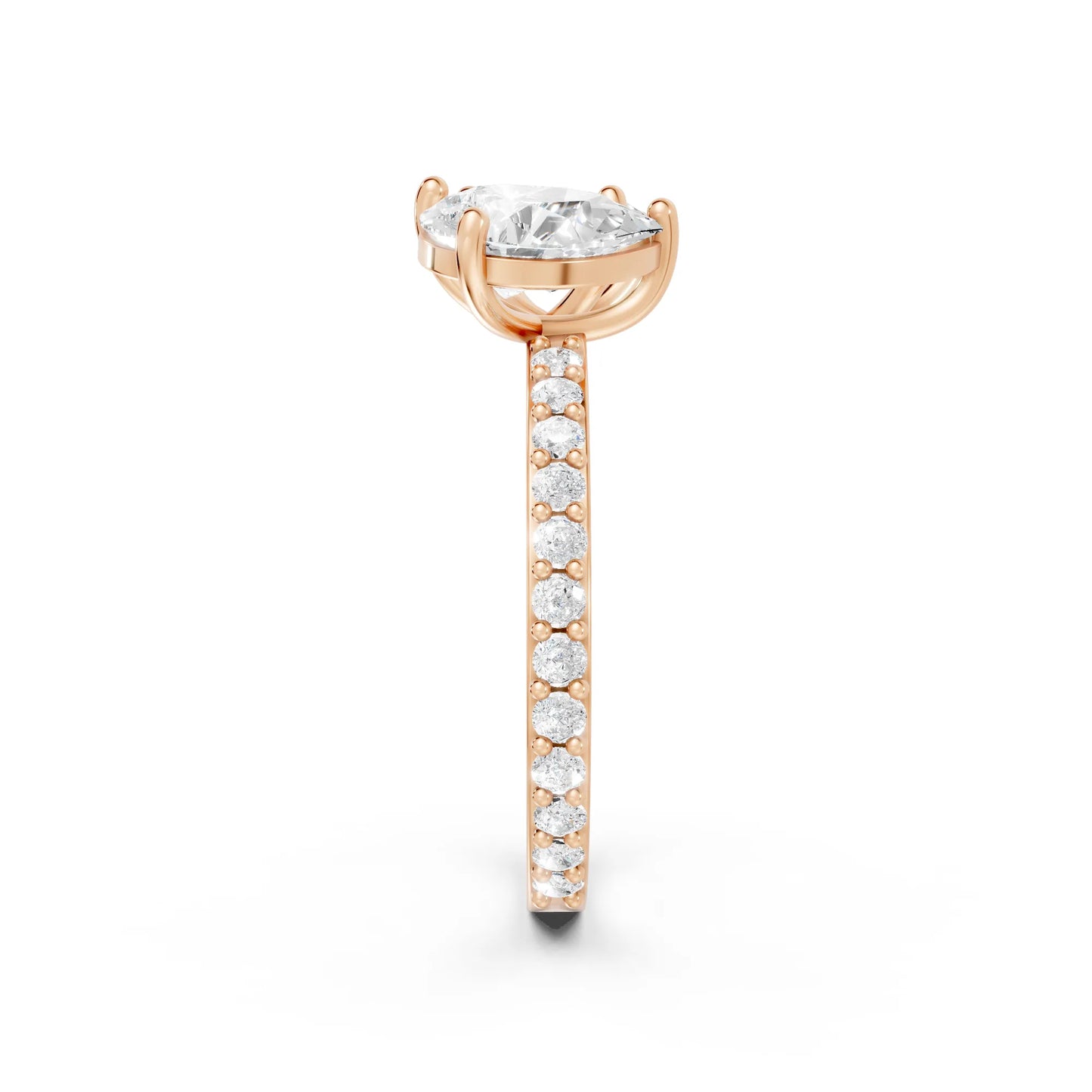 14K Gold Oval and Pear Cut Diamond Toi et Moi Engagement Ring with Side Accents