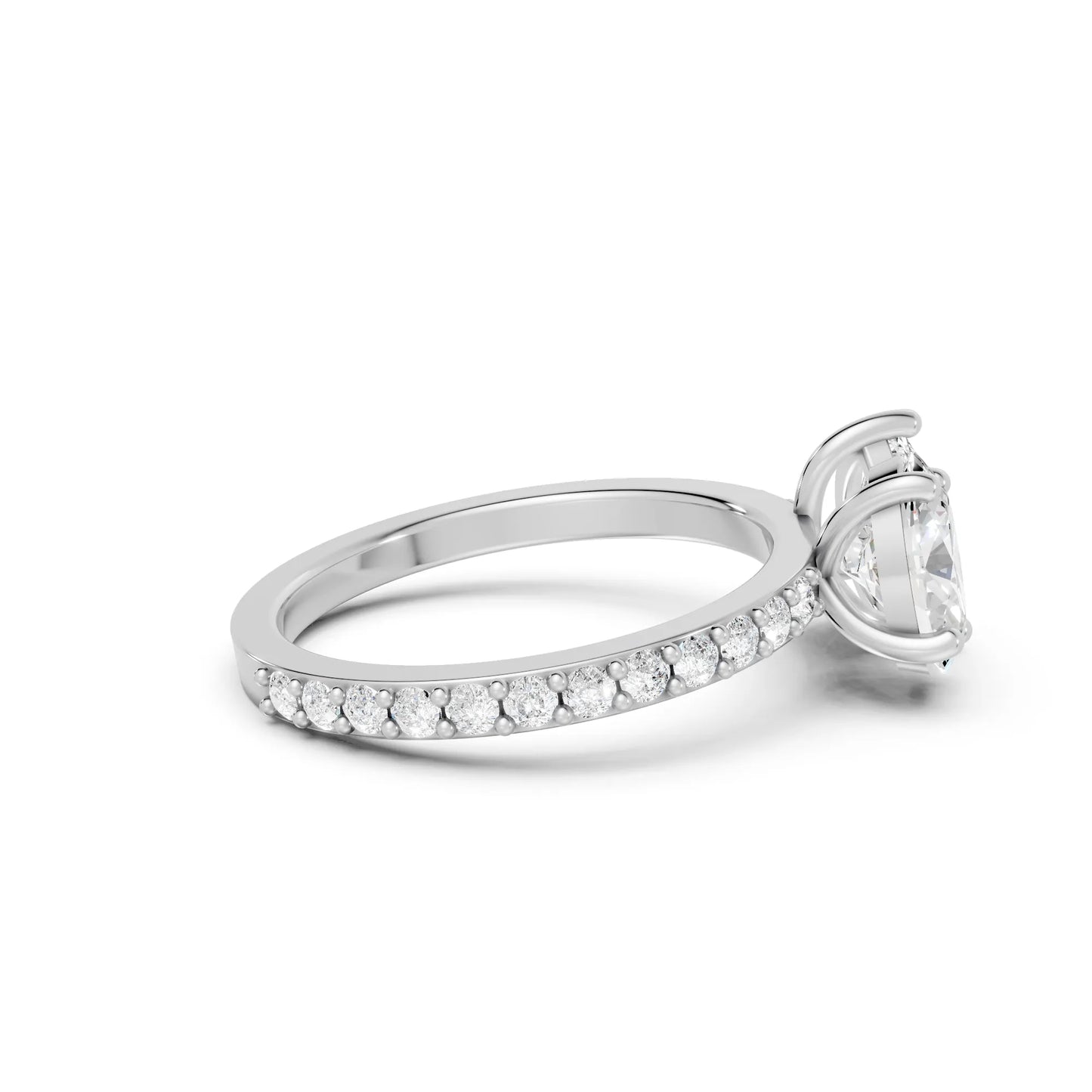 14K Gold Oval and Pear Cut Diamond Toi et Moi Engagement Ring with Side Accents