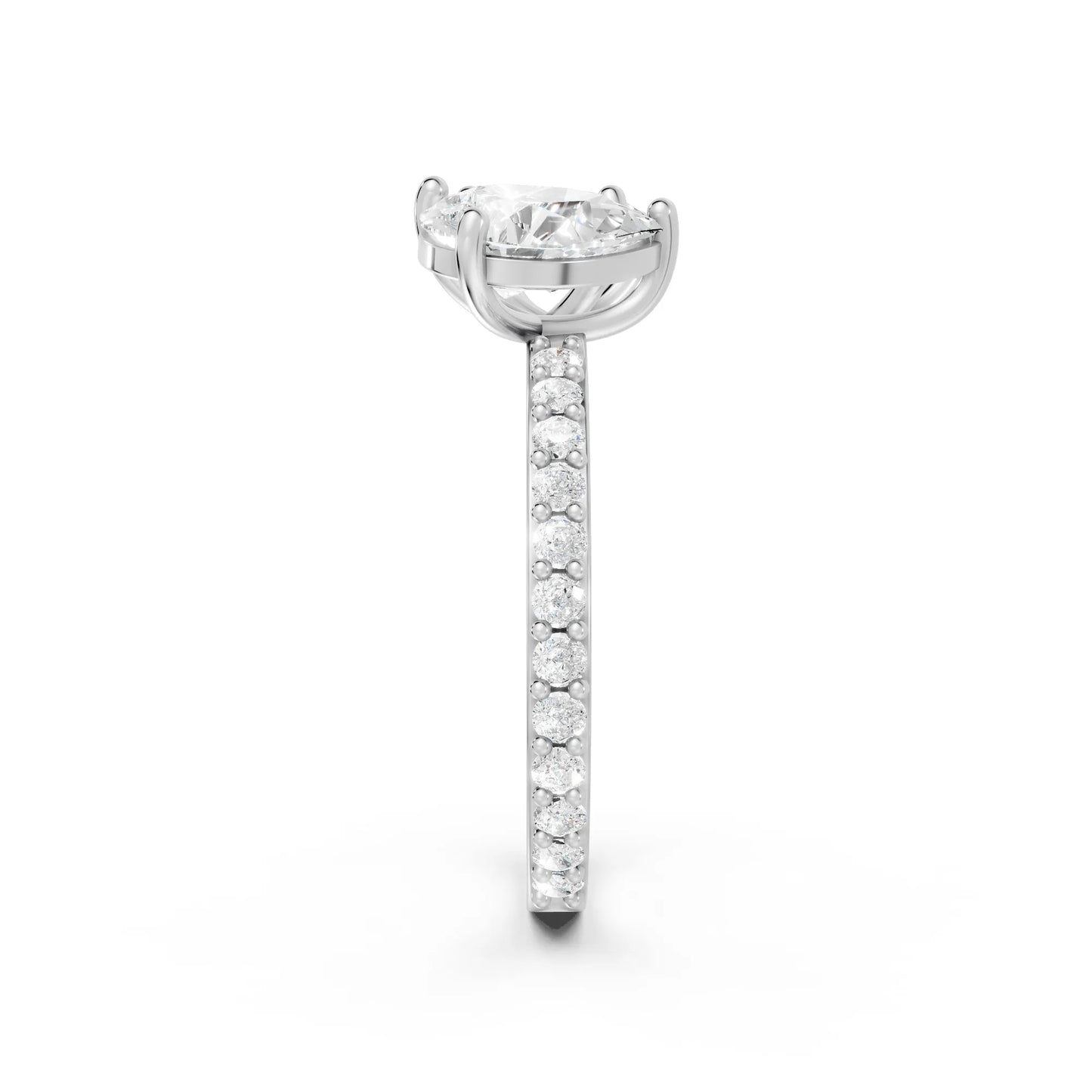 14K Gold Oval and Pear Cut Diamond Toi et Moi Engagement Ring with Side Accents