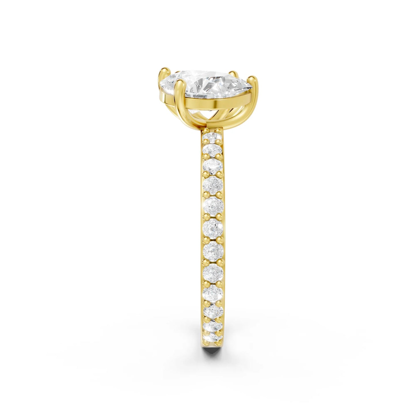 14K Gold Oval and Pear Cut Diamond Toi et Moi Engagement Ring with Side Accents