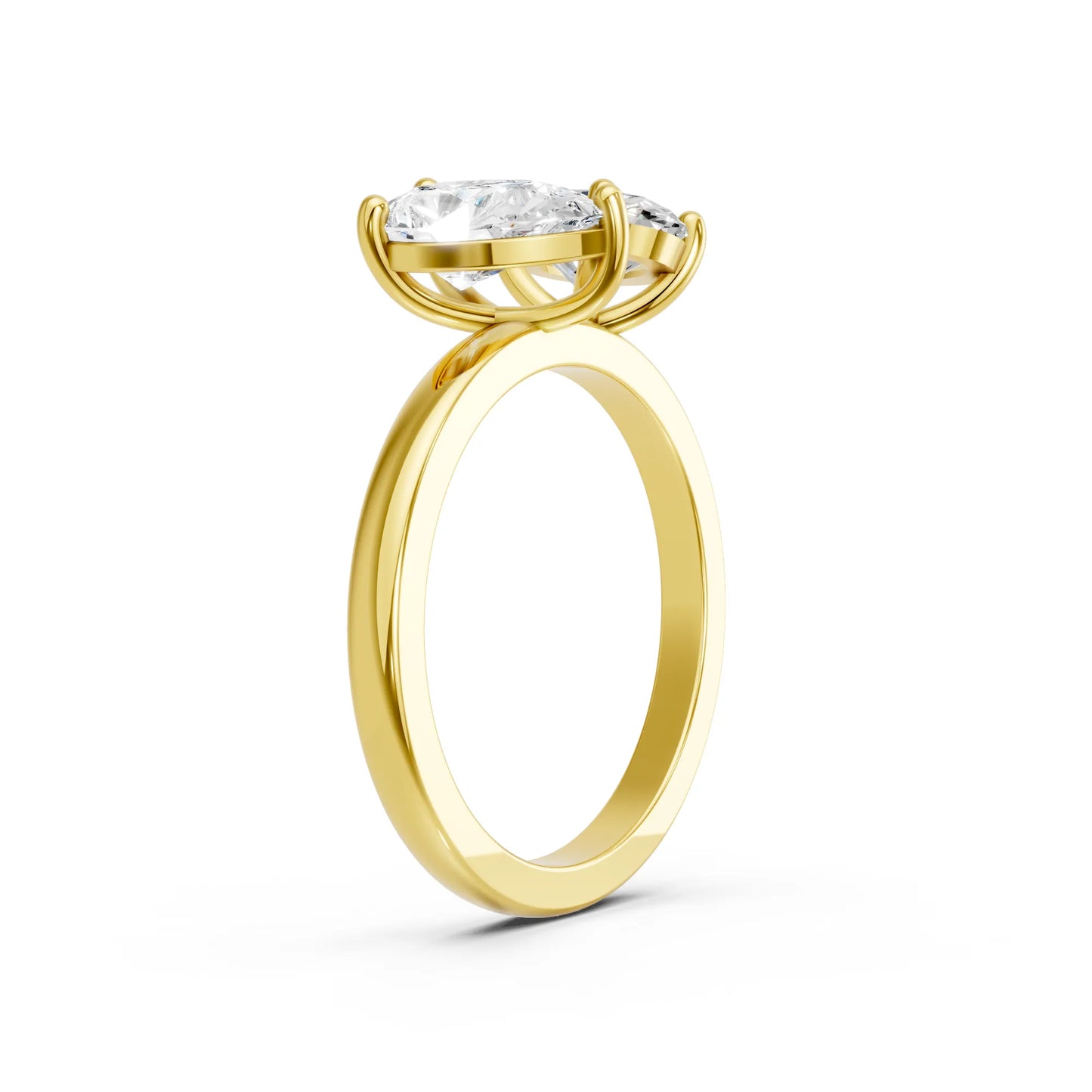 14K Gold Oval and Pear Cut Diamond Toi et Moi Engagement Ring