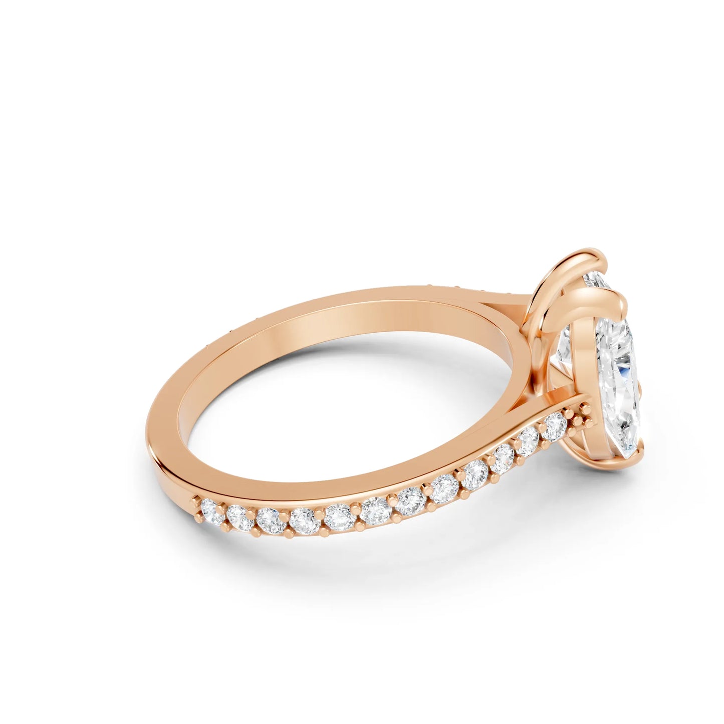 14K Gold Marquise and Pear Cut Diamond Toi et Moi Engagement Ring with Side Accents