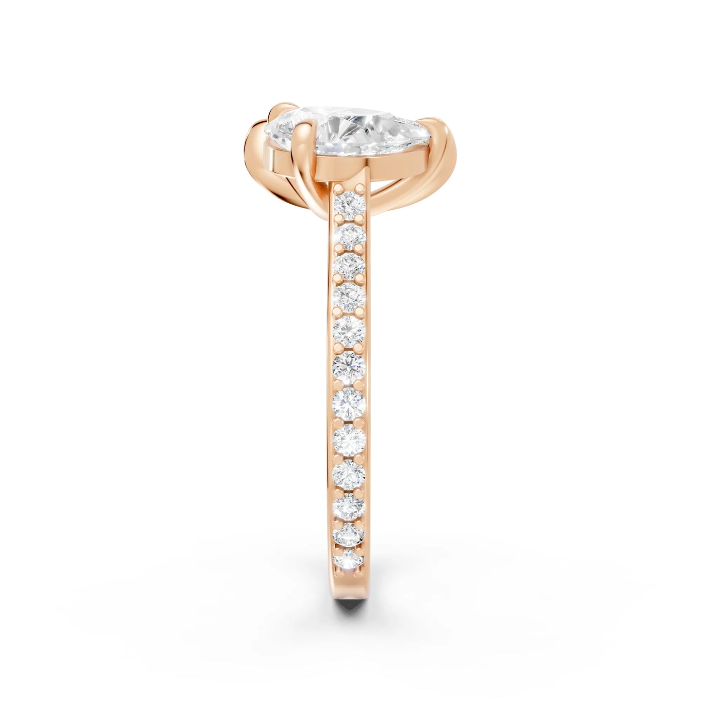 14K Gold Marquise and Pear Cut Diamond Toi et Moi Engagement Ring with Side Accents