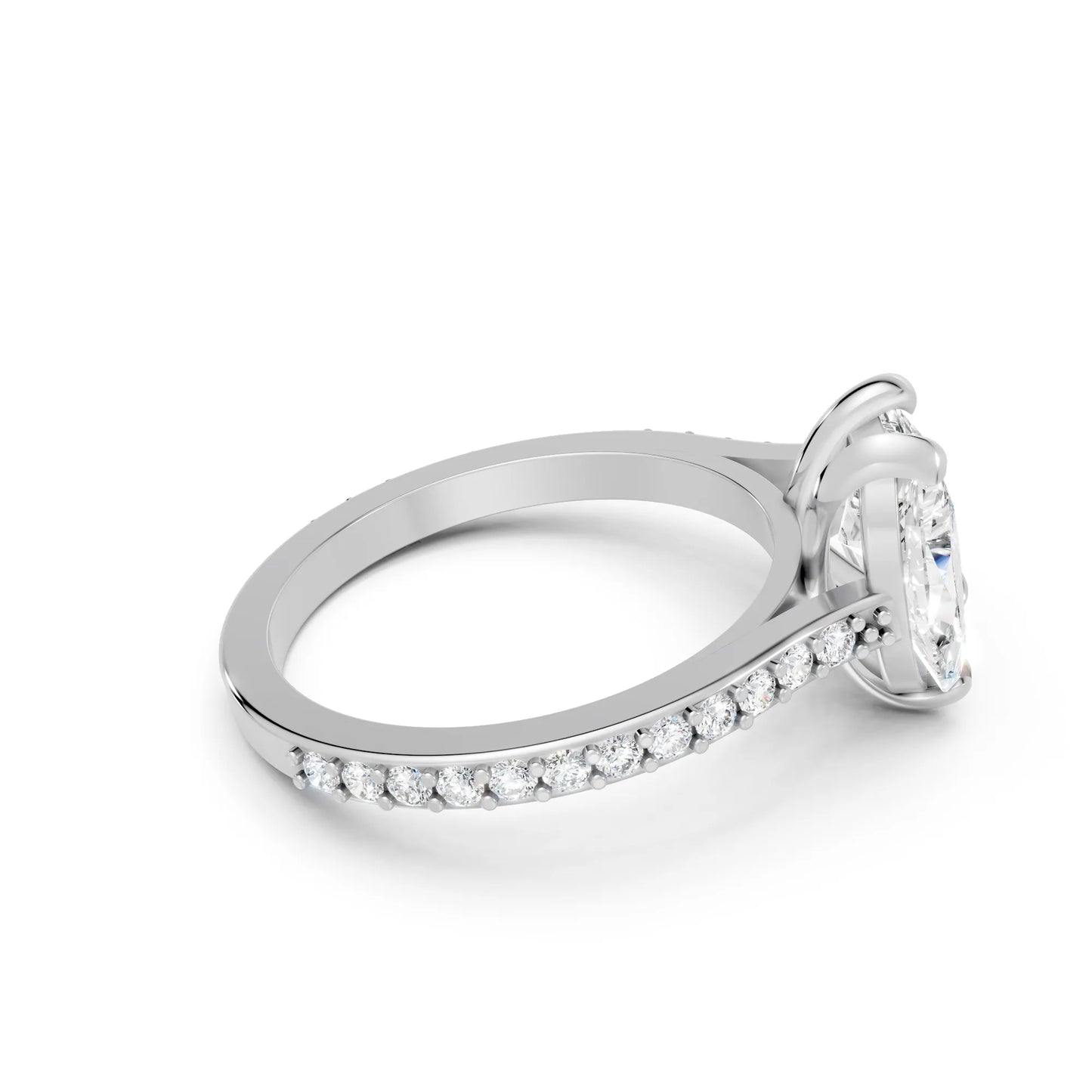 14K Gold Marquise and Pear Cut Diamond Toi et Moi Engagement Ring with Side Accents