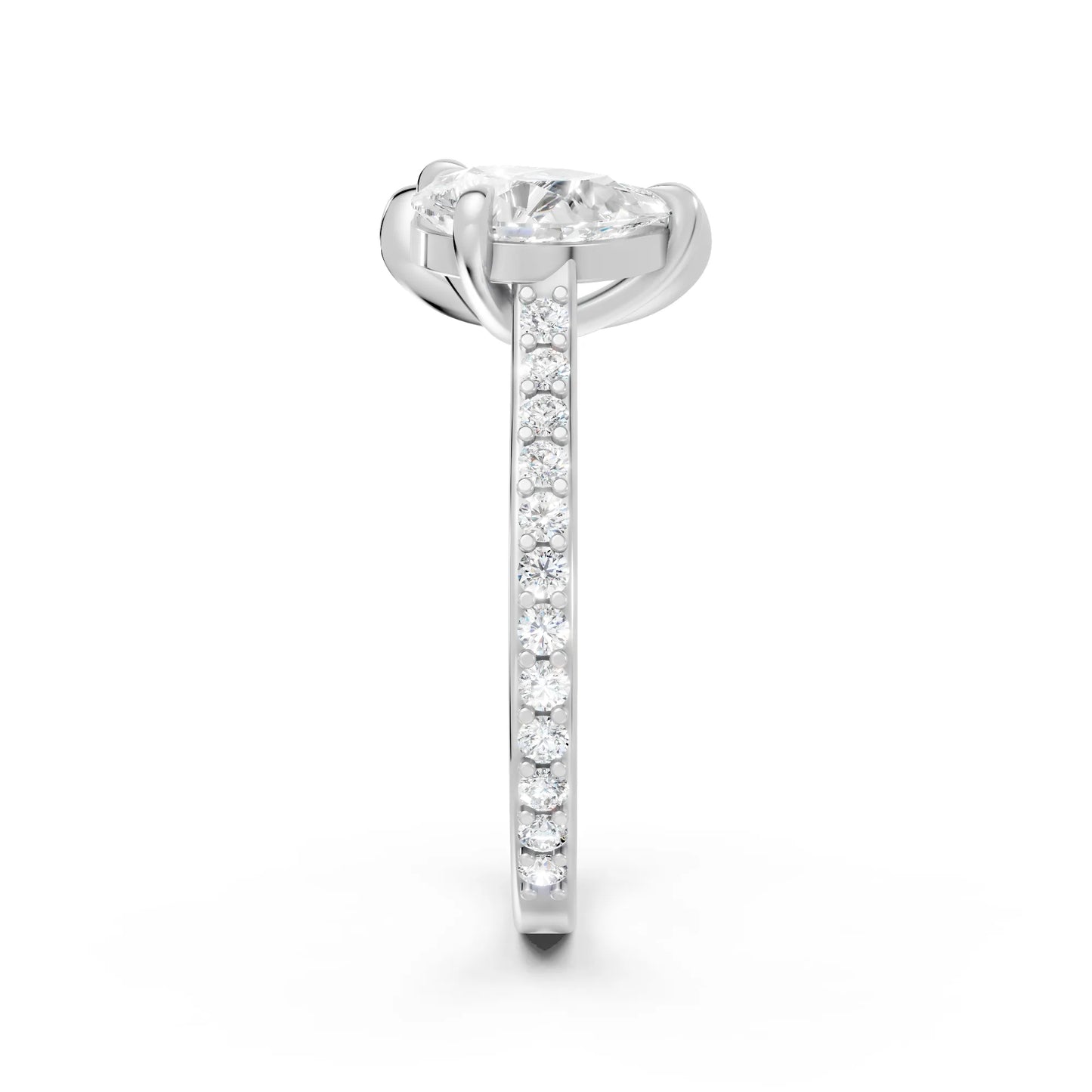 14K Gold Marquise and Pear Cut Diamond Toi et Moi Engagement Ring with Side Accents