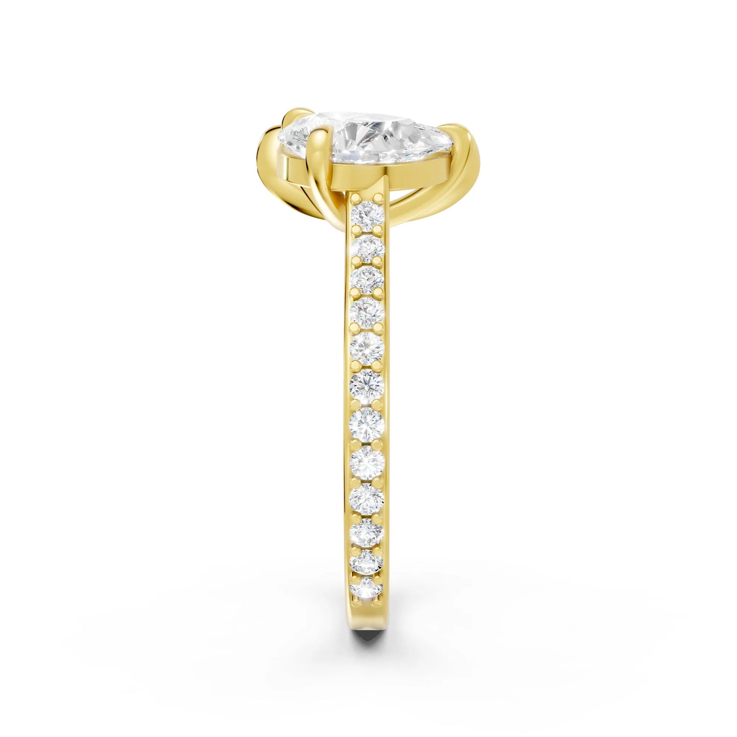 14K Gold Marquise and Pear Cut Diamond Toi et Moi Engagement Ring with Side Accents